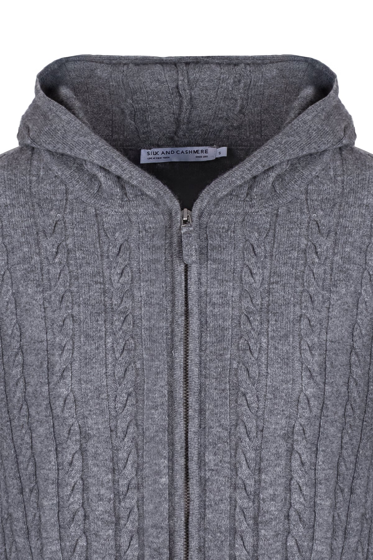 Gri Amelia Yün Kaşmir Kapüşonlu Hırka