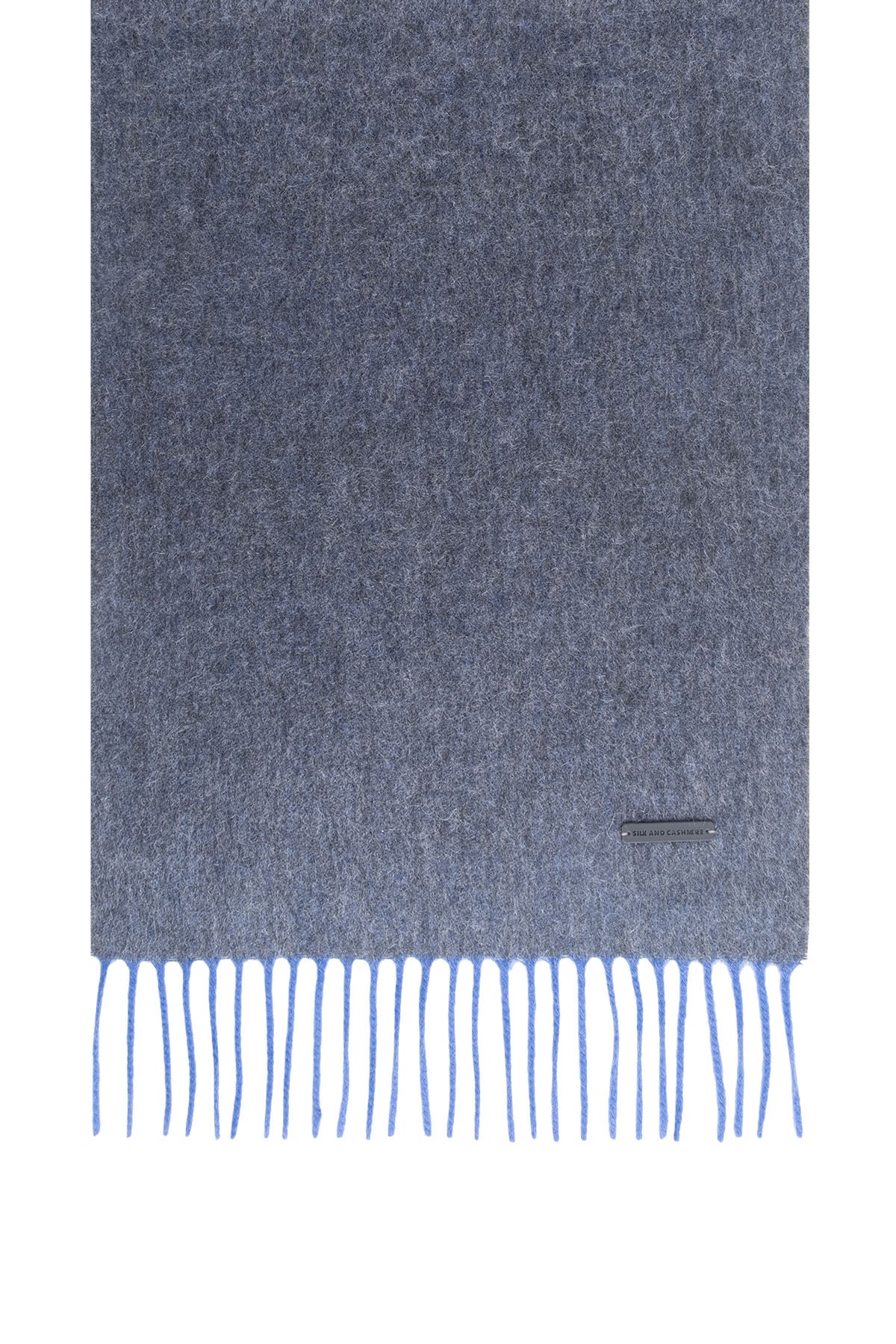 Saks Mavi Gri Patrick Saf Kaşmir Çift Taraflı Atkı 30x164 cm