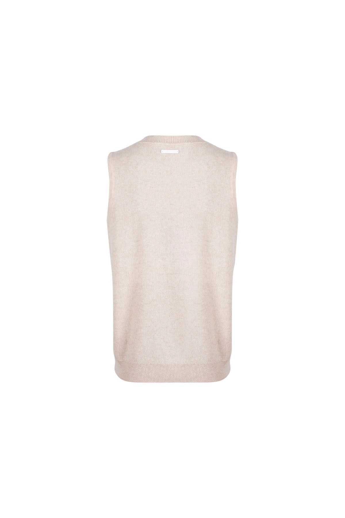 Açık Bej Alexia Saf Kaşmir Bisiklet Yaka Kolsuz Triko