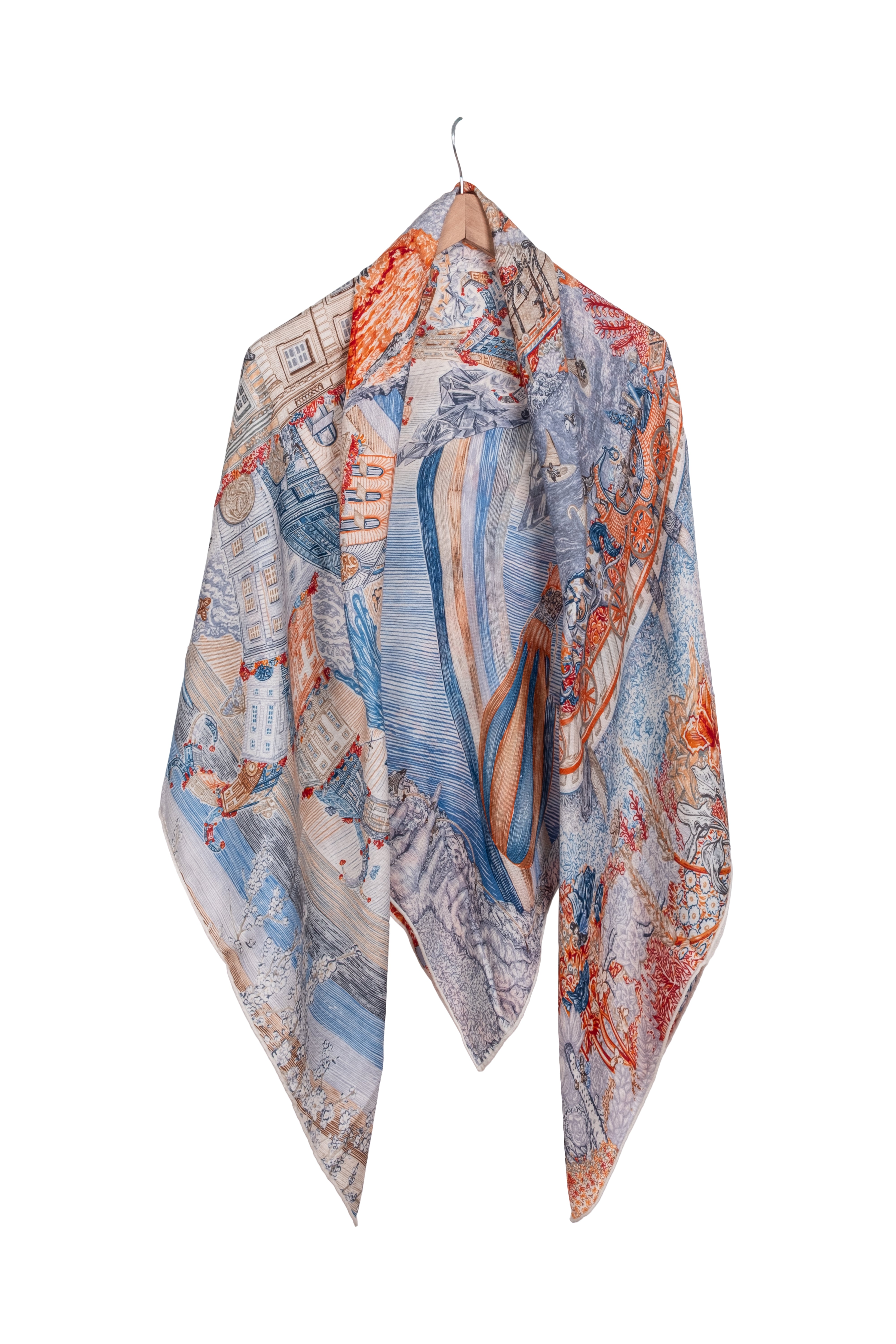 Renkli Linda Saf Kaşmir Desenli Kare Eşarp 140x140 cm