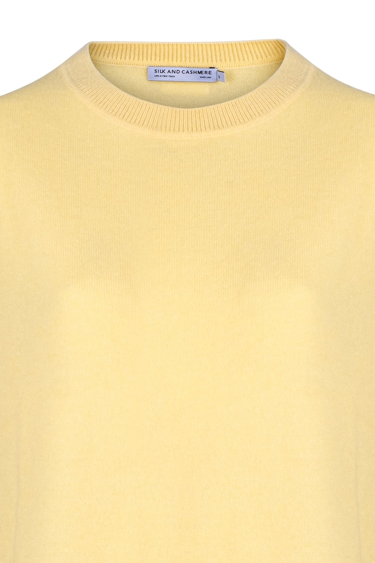 Sarı Agata Saf Kaşmir Yuvarlak Yaka Kazak