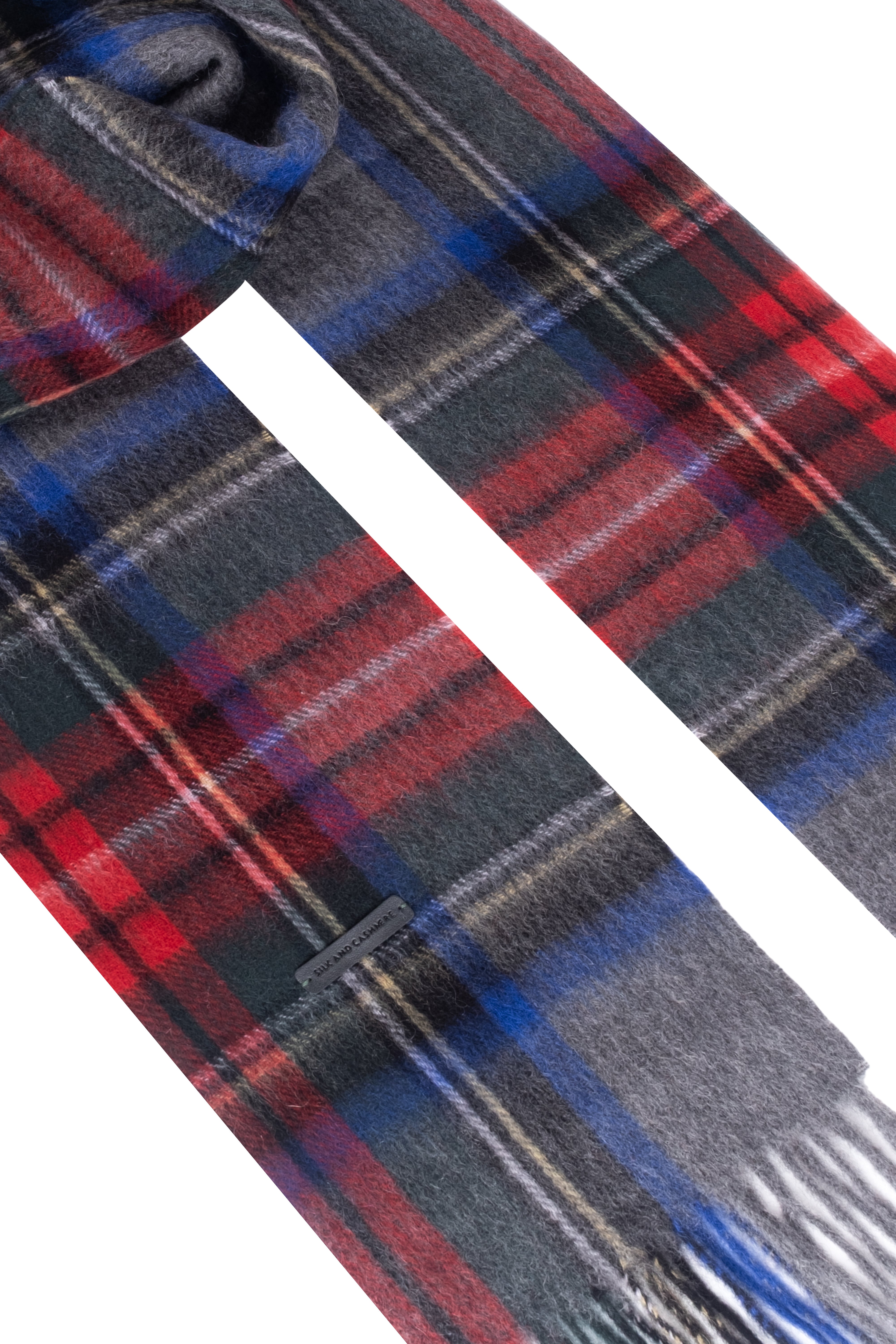 Gri Patrick Saf Kaşmir Kareli Atkı 30x164 cm