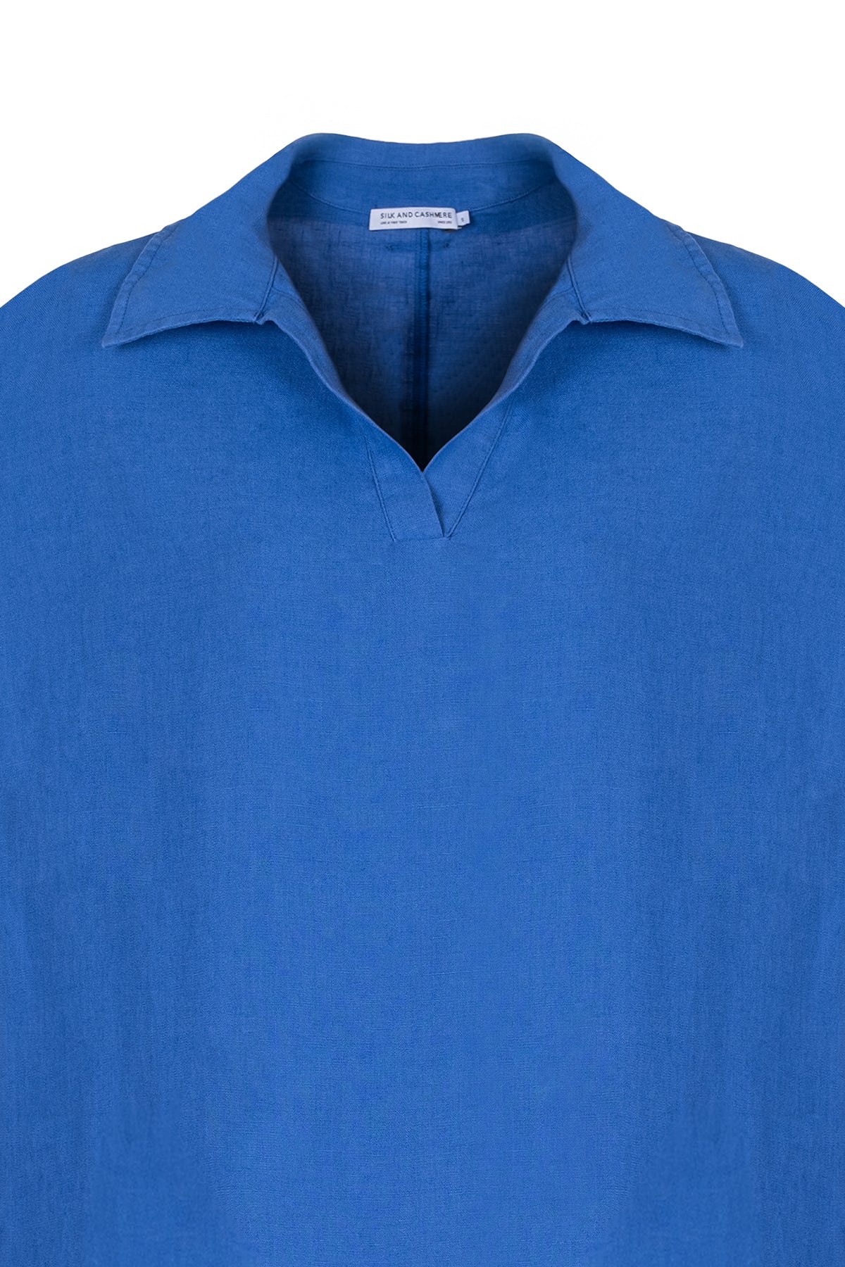 Mavi Kate Keten Polo Yaka Elbise