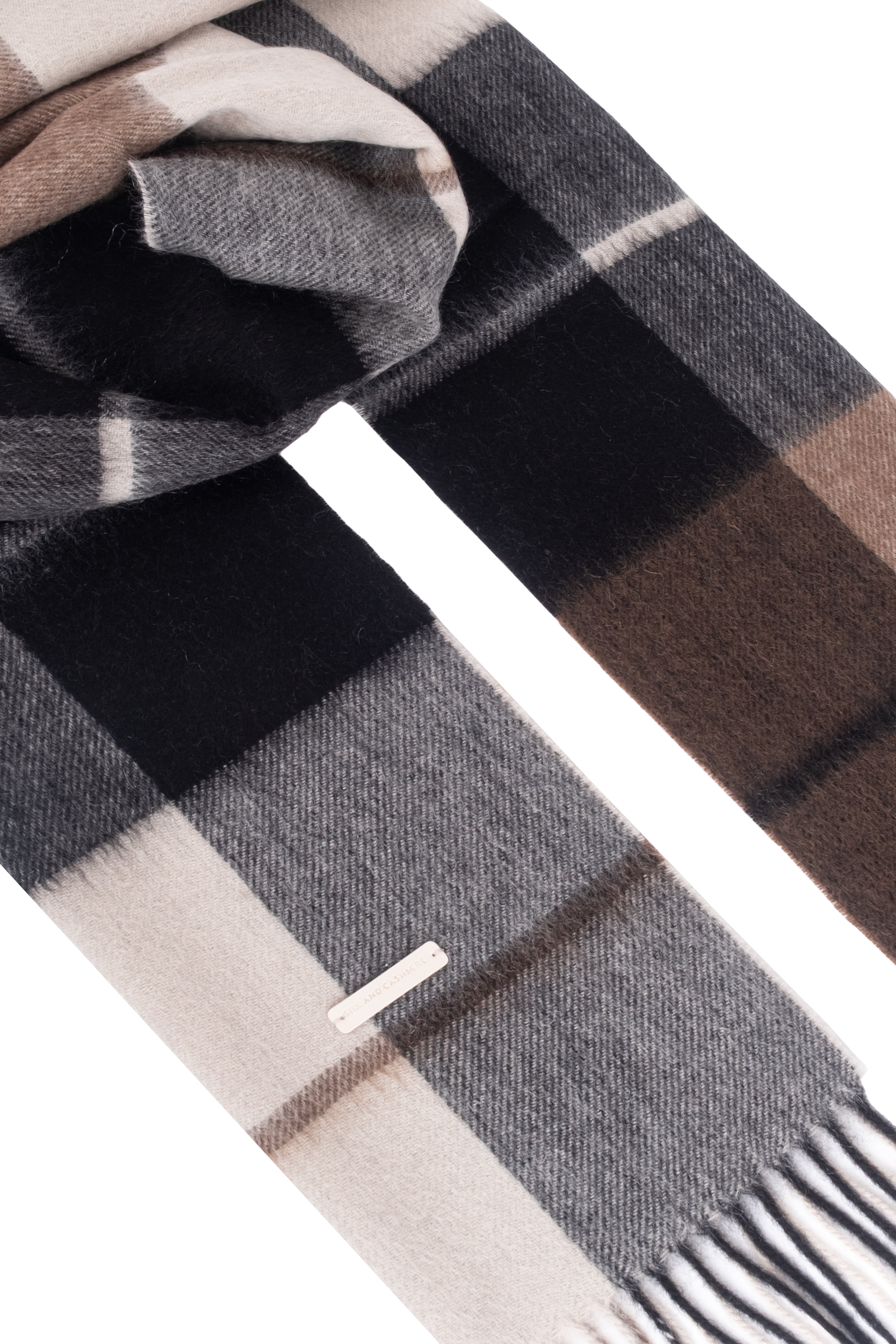 Antrasit Patrick Saf Kaşmir Kareli Atkı 30x164 cm