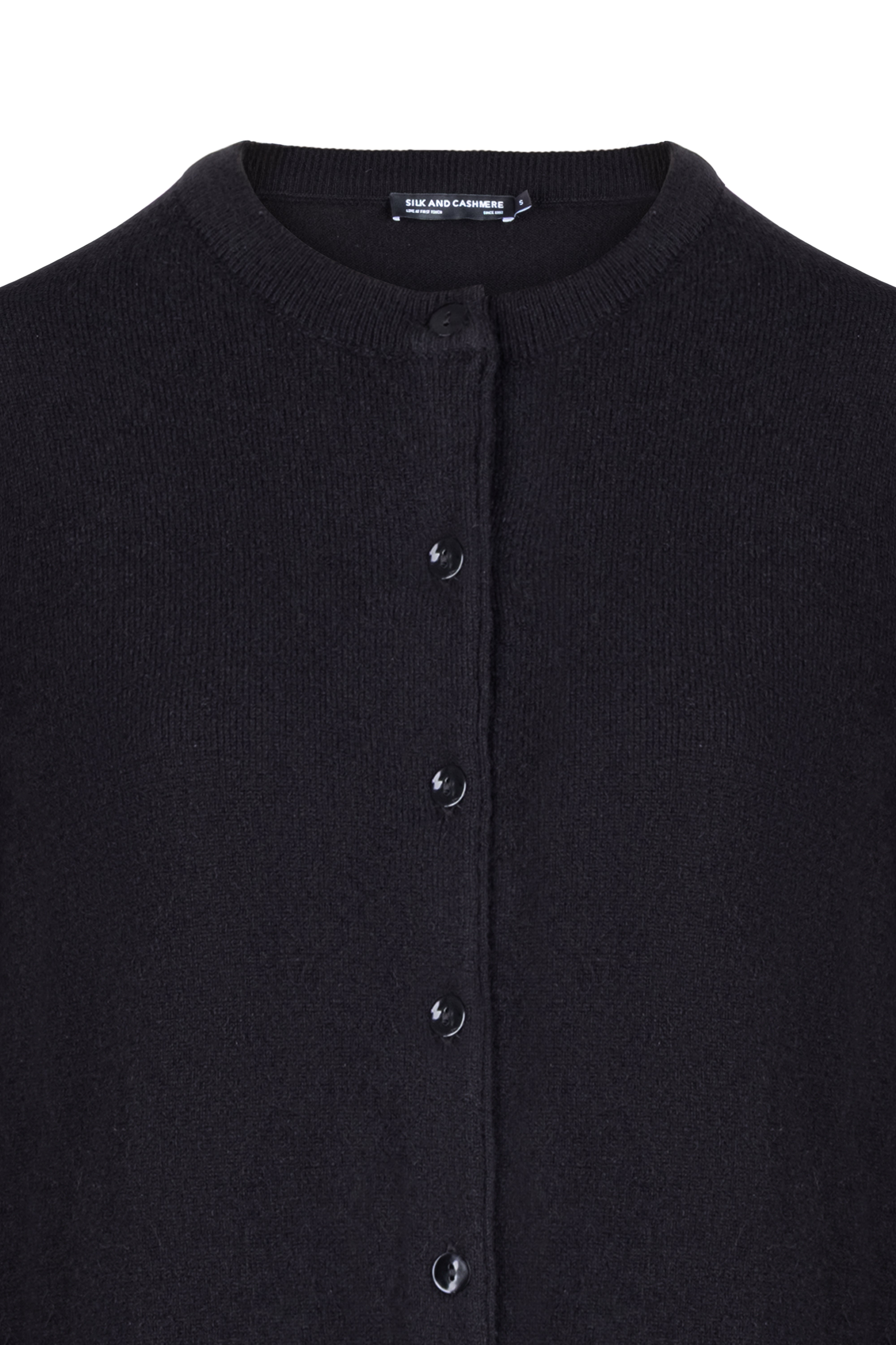 Siyah Lilly Saf Kaşmir Bisiklet Yaka Hırka