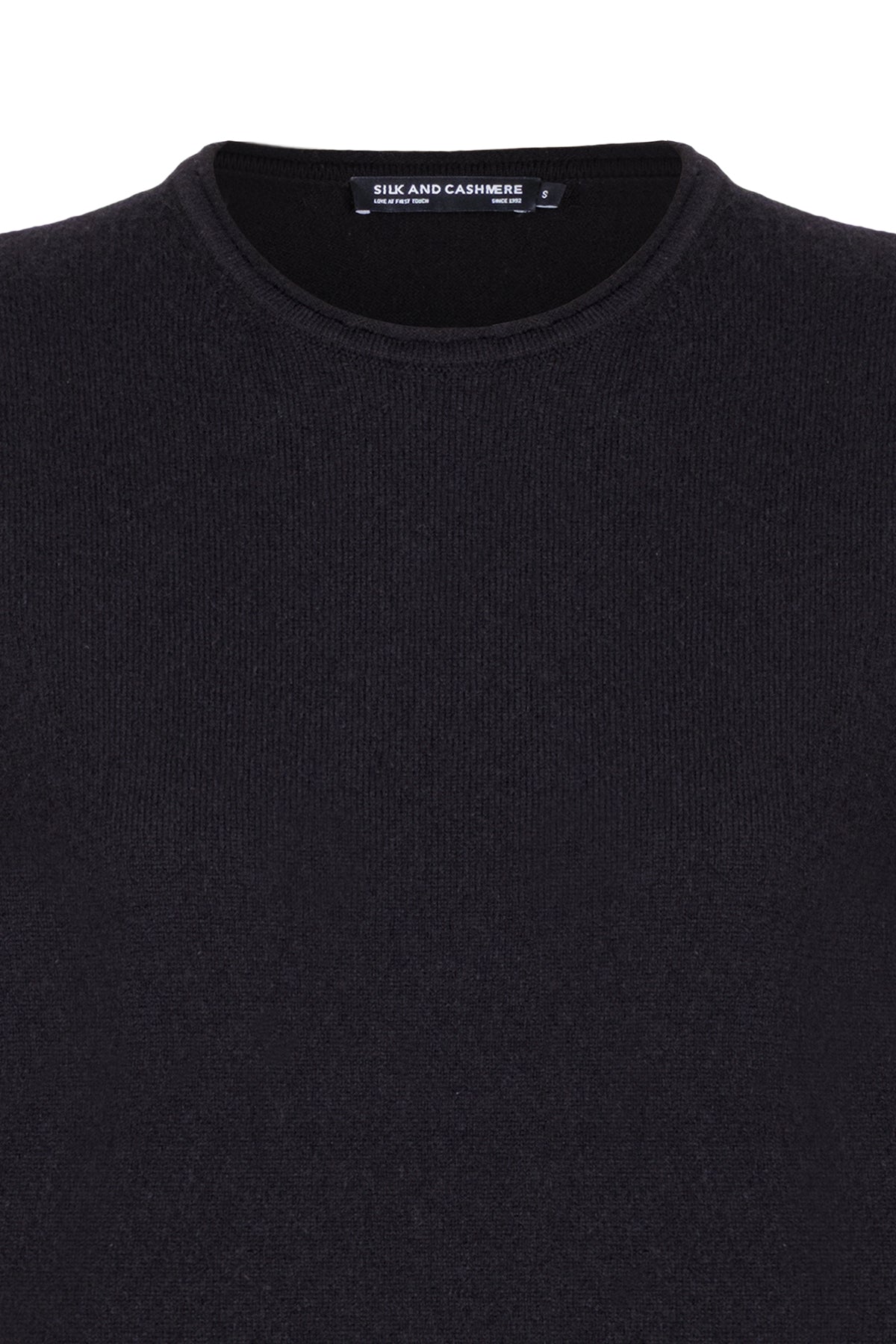 Siyah Lilly Saf Kaşmir Yuvarlak Yaka T-Shirt