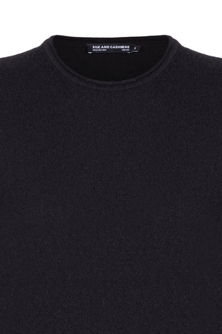 Siyah Lilly Saf Kaşmir Yuvarlak Yaka T-Shirt