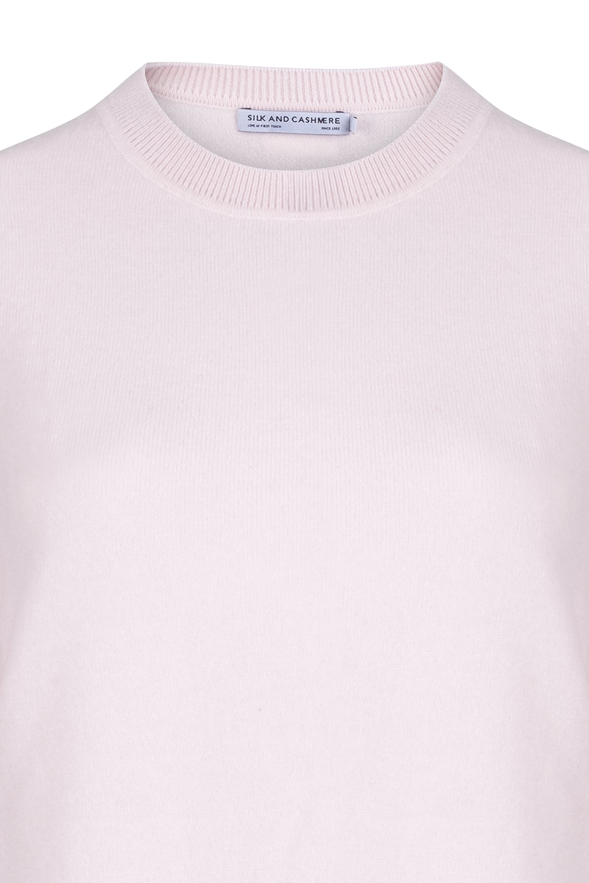 Açık Pembe Agata Saf Kaşmir Yuvarlak Yaka Kazak