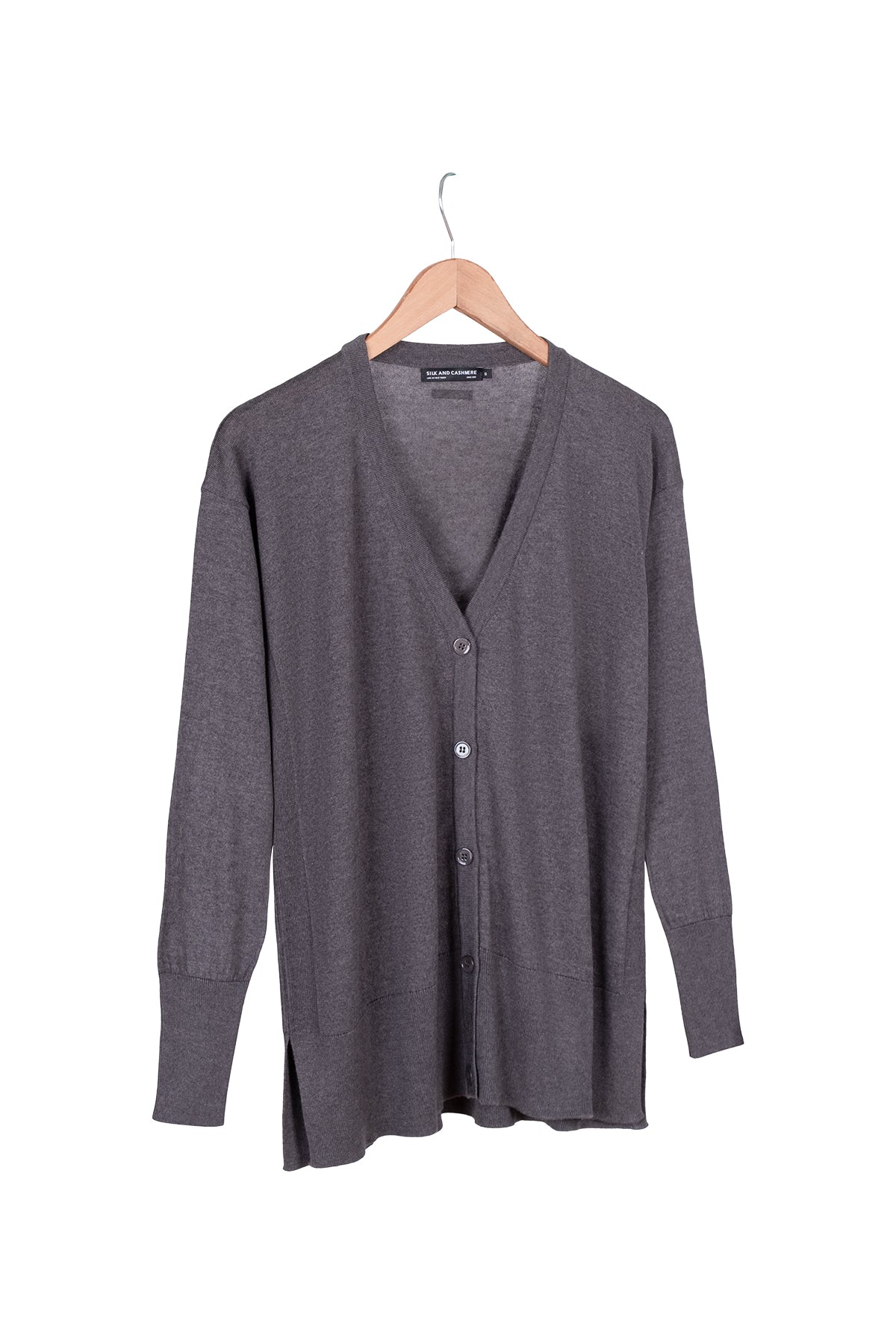 Antrasit Zoe İpek Kaşmir V Yaka Hırka