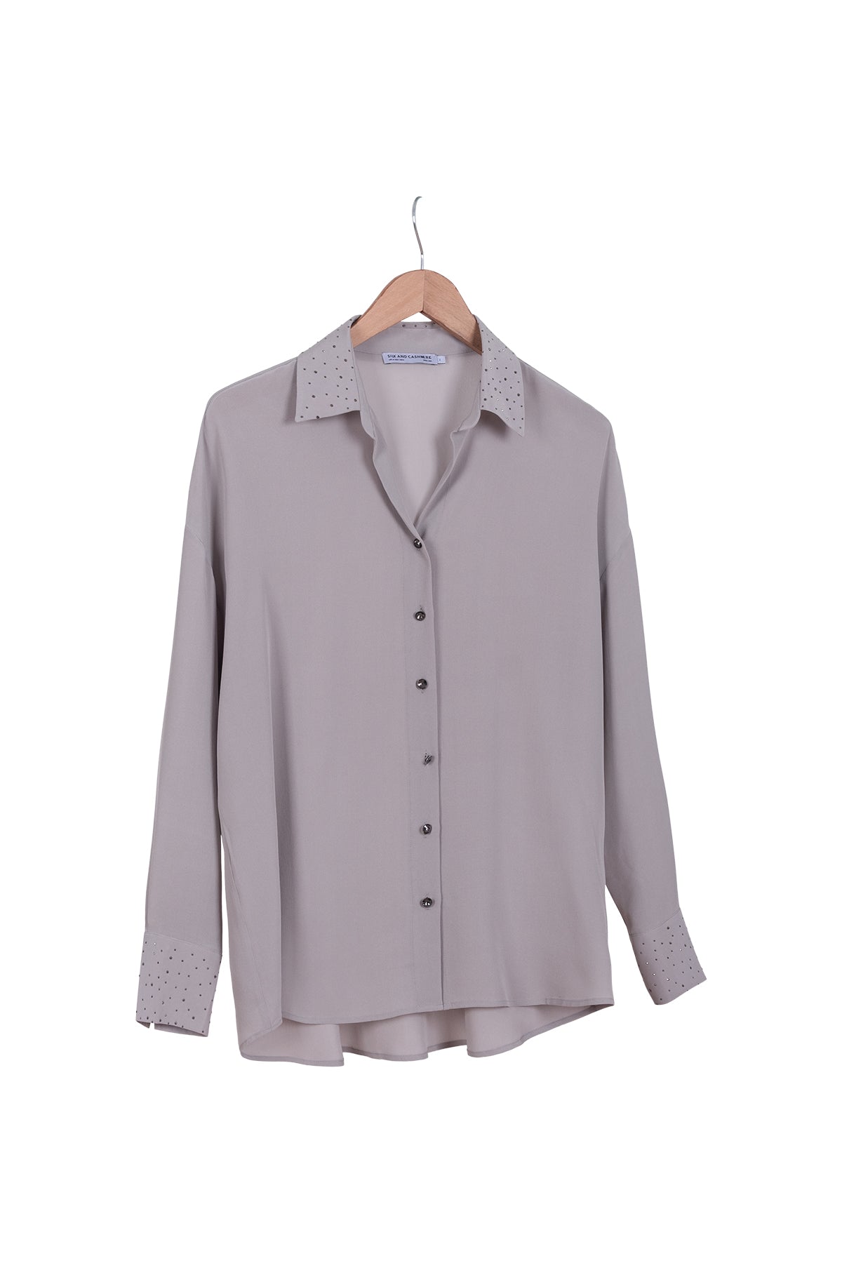 Gri Astrid Saf İpek Gömlek