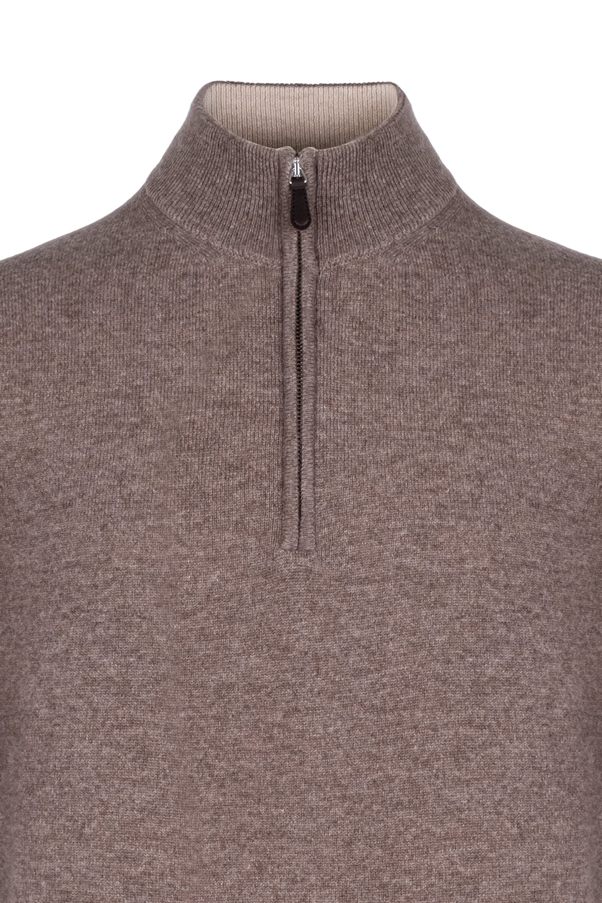 Vizon Saf Kaşmir Yarım Balıkçı Yaka Fermuarlı Kazak