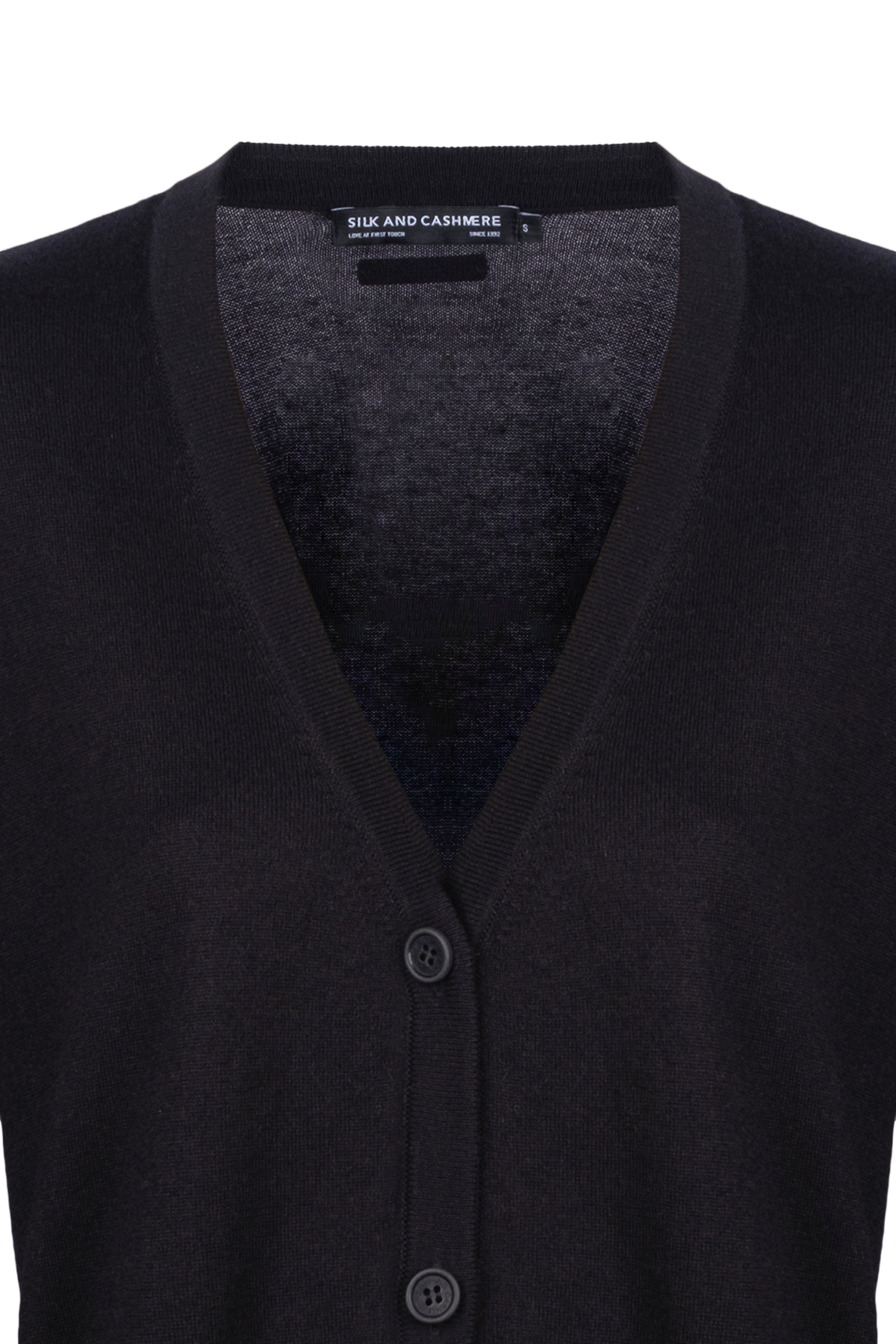 Siyah Zoe İpek Kaşmir V Yaka Hırka