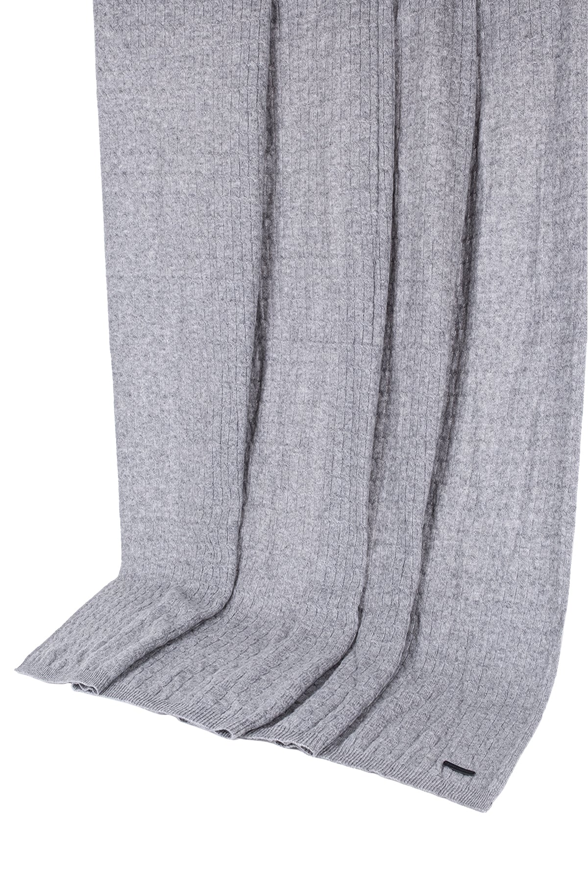Açık Gri Bebek Saf Kaşmir Saç Örgü Battaniye 110x110 cm