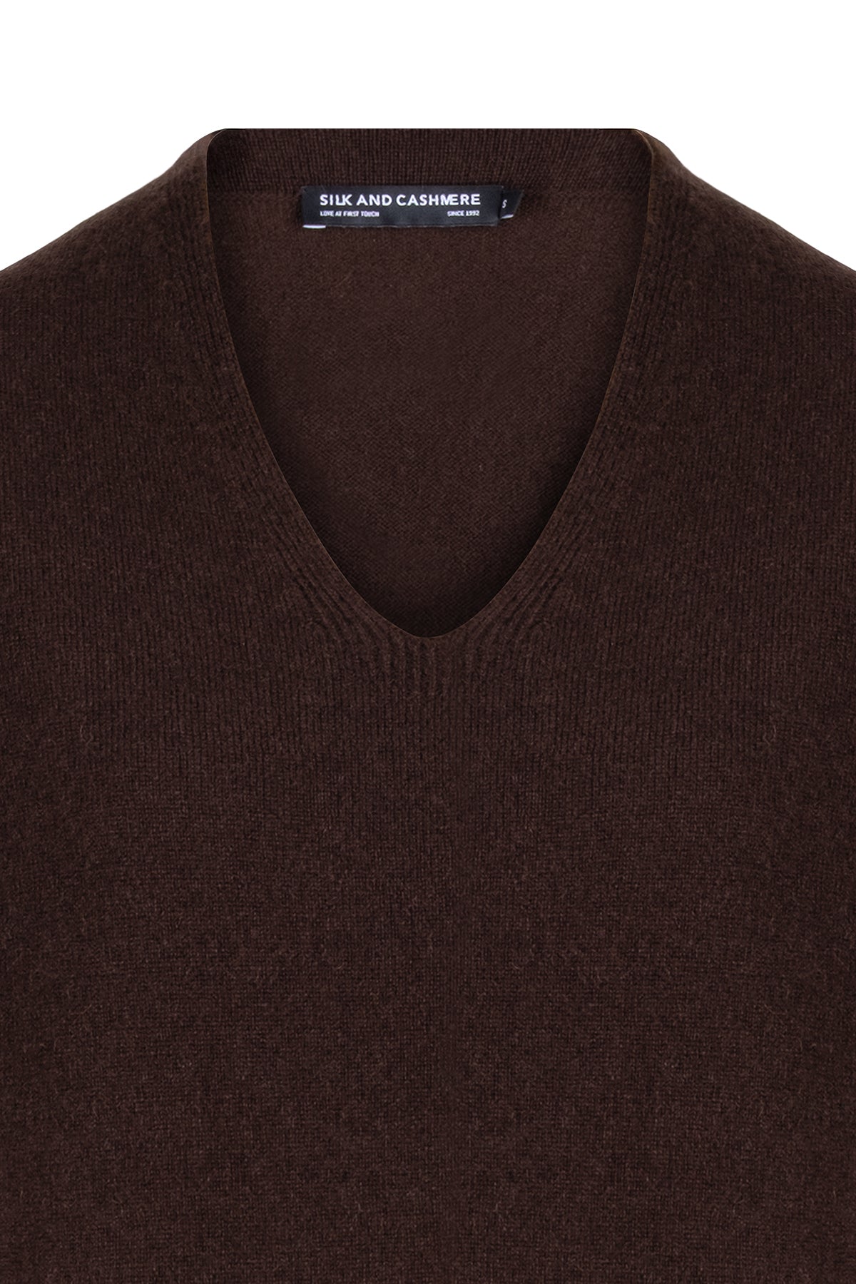 Kahverengi Franca Saf Kaşmir Derin V Yaka Kazak
