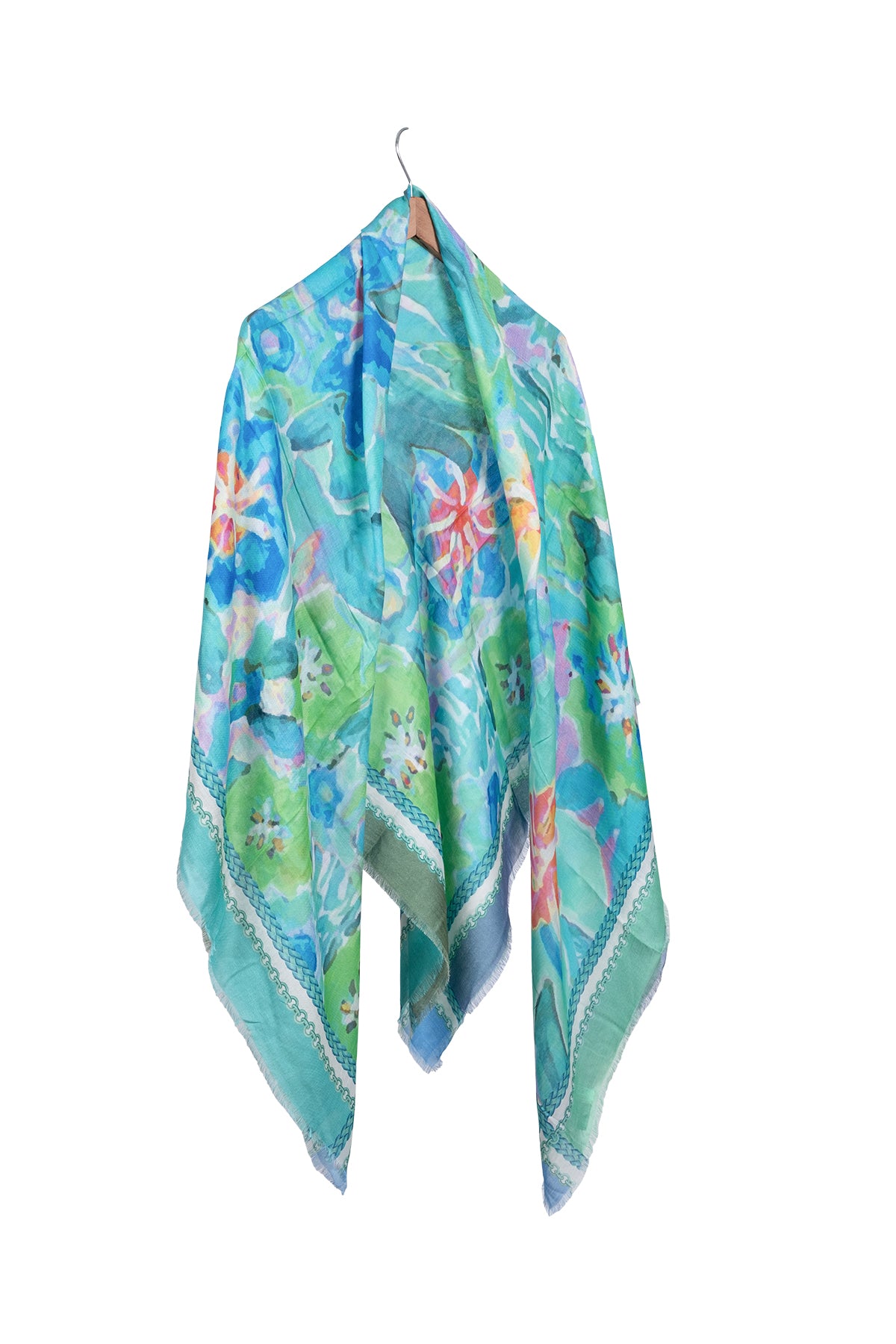 Aqua Jas ipekli Desenli Kare Kare Şal Pareo 140x140 cm