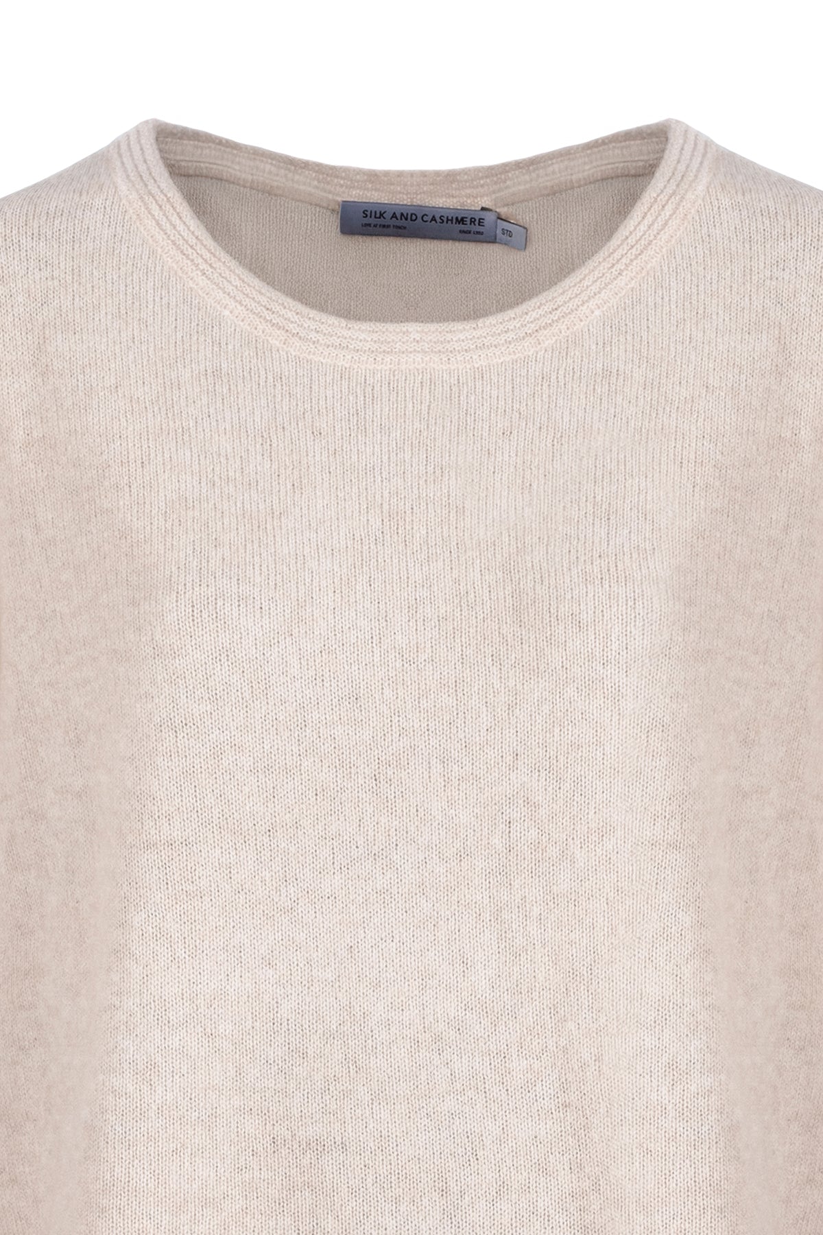 Bej Alexia Saf Kaşmir Yuvarlak Yaka Salaş Kazak