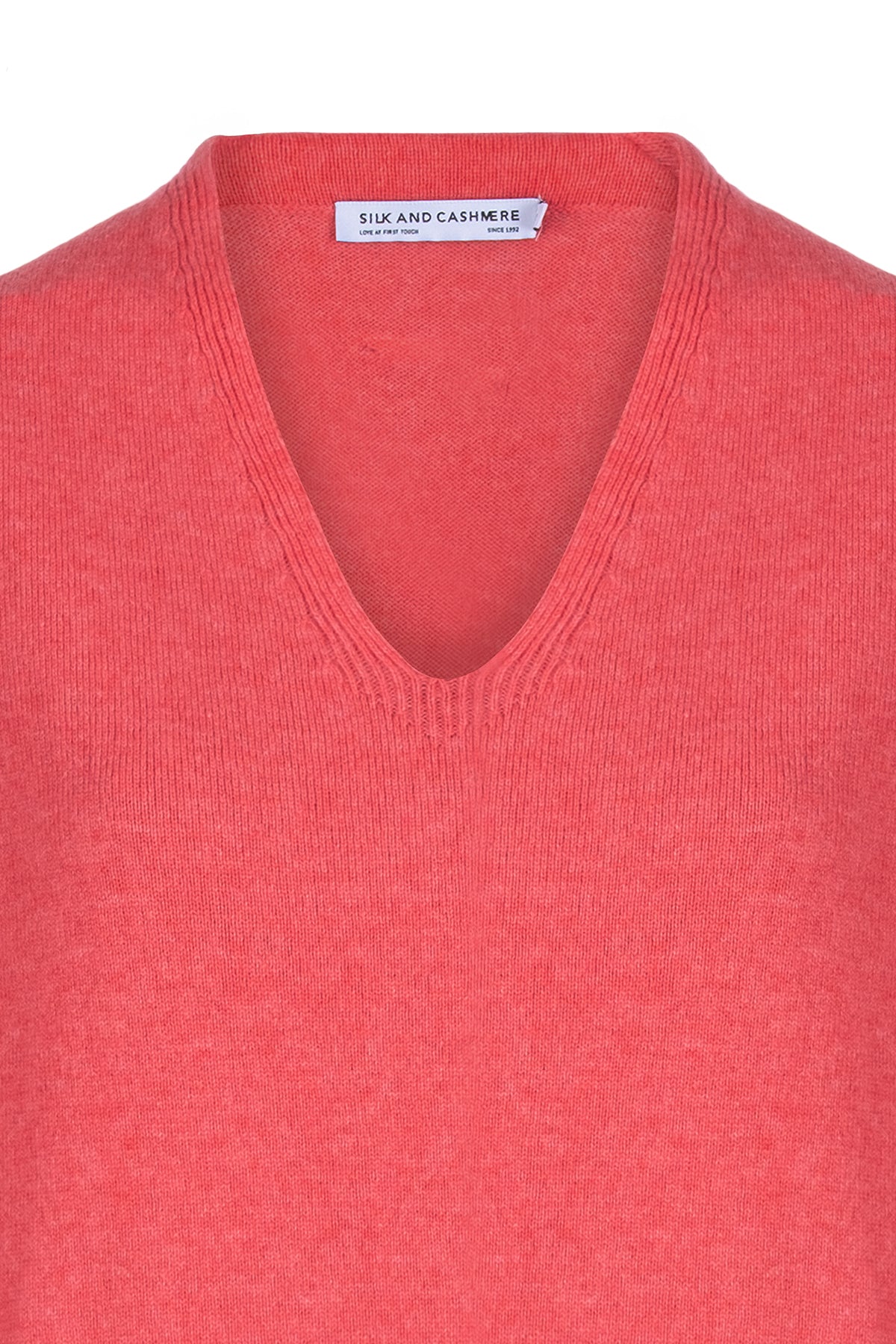 Mercan Franca Saf Kaşmir Derin V Yaka Kazak