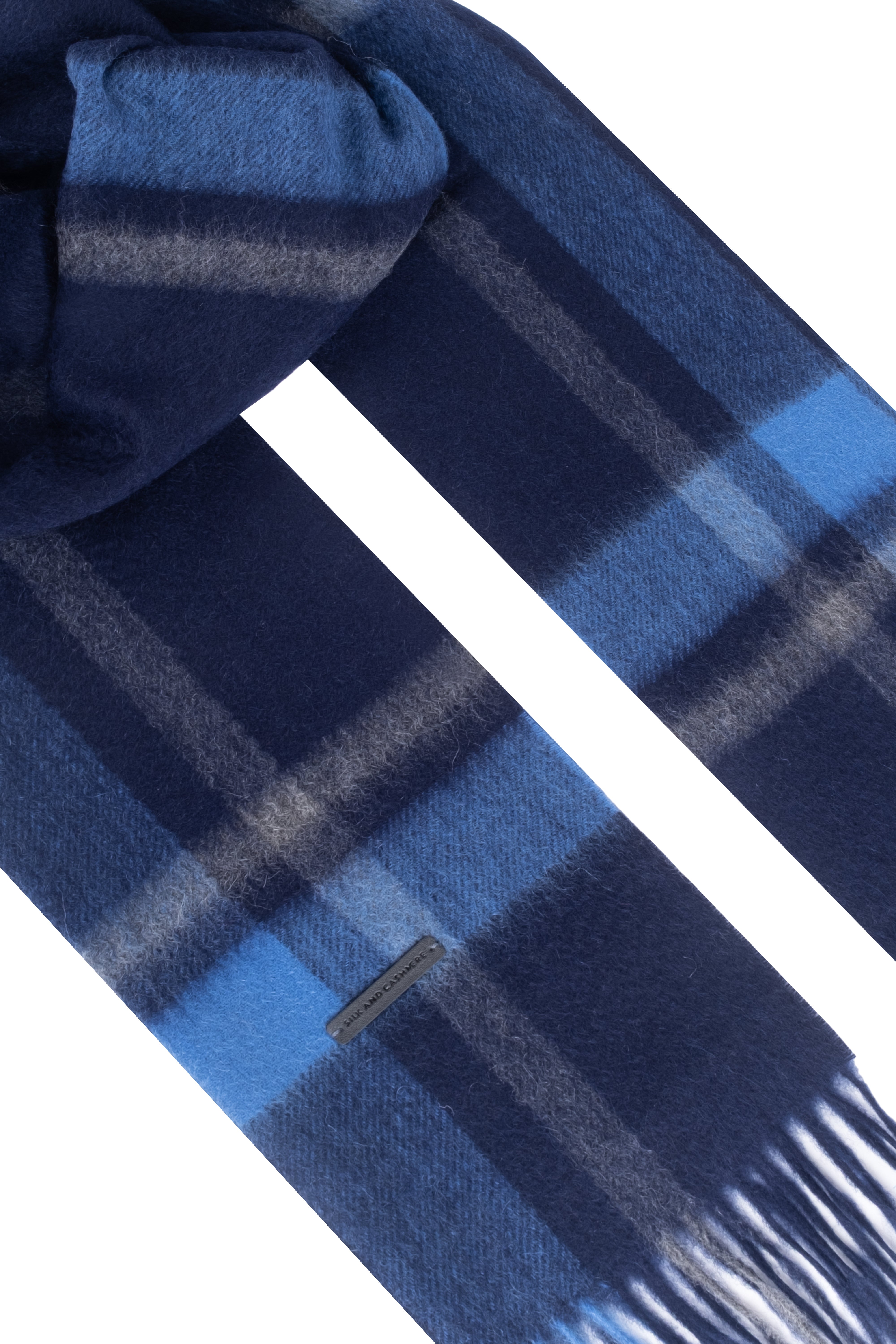 Lacivert Patrick Saf Kaşmir Kareli Atkı 30x164 cm