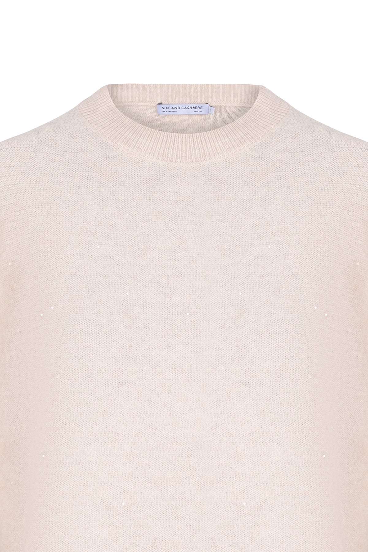 Bej Alexia Kaşmirli İşlemeli Yuvarlak Yaka Kazak