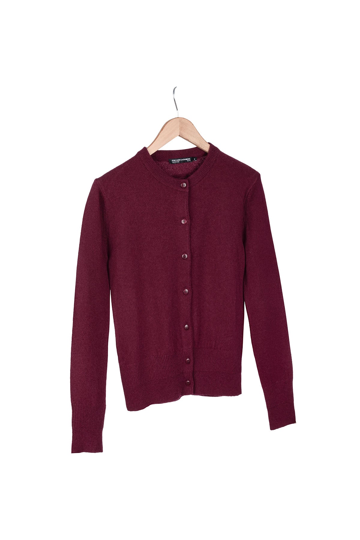 Bordo Lilly Saf Kaşmir Bisiklet Yaka Hırka