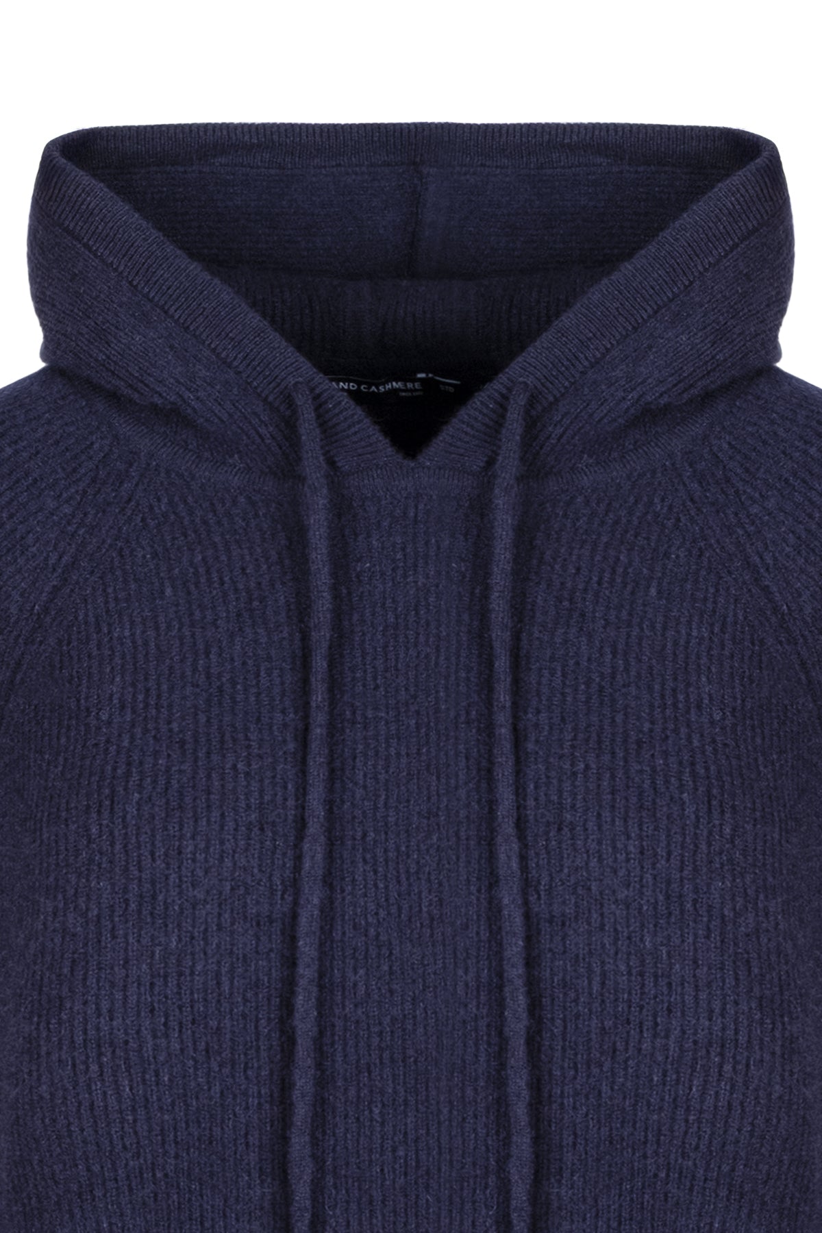 Lacivert Alexia Saf Kaşmir Ribana Kapüşonlu