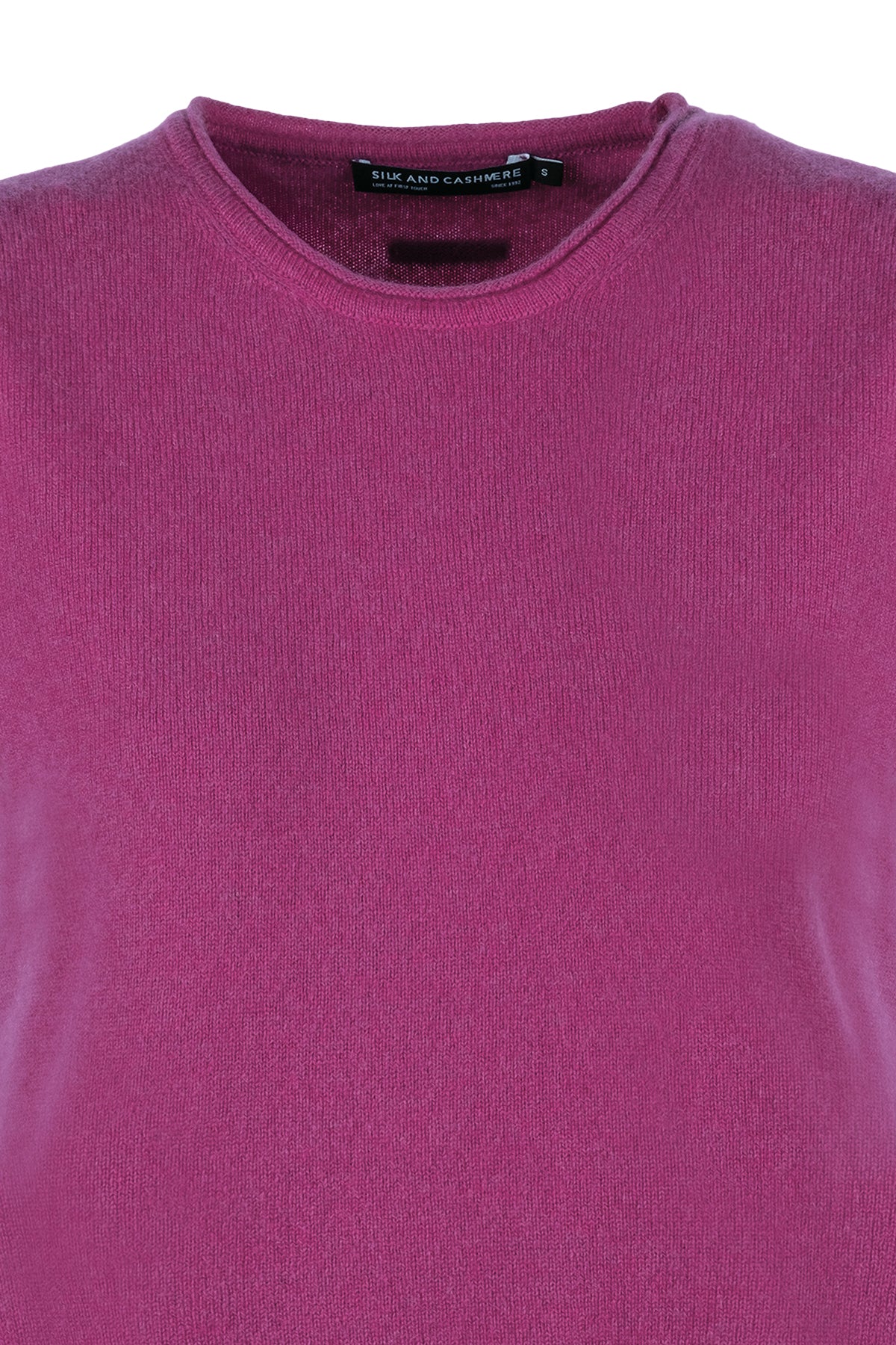 Koyu Pembe Lilly Saf Kaşmir Bisiklet Yaka Tişört