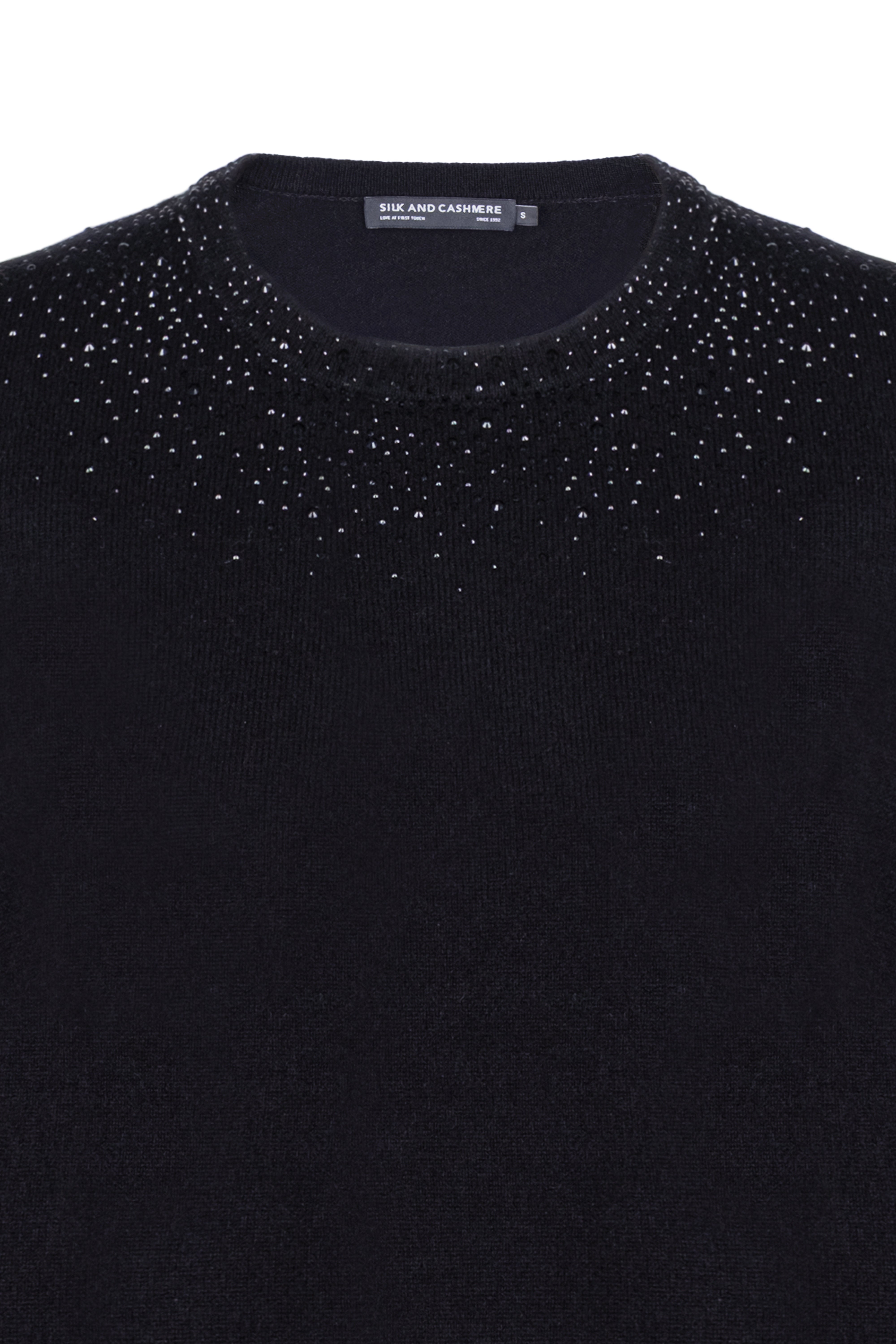 Siyah Merill Taşlı Yuvarlak Yaka Kısa Kollu Triko