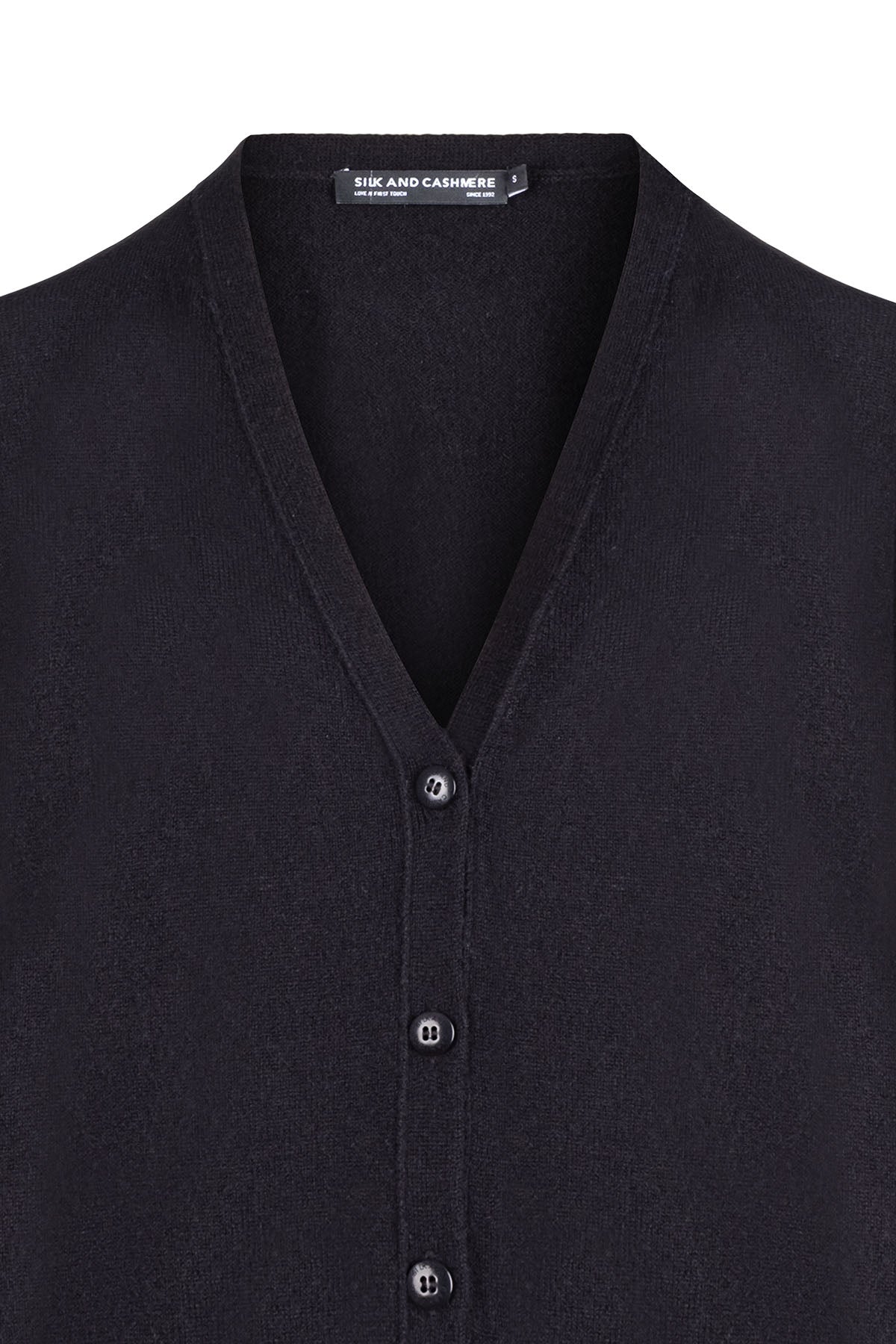 Siyah Lilly Saf Kaşmir V Yaka Hırka