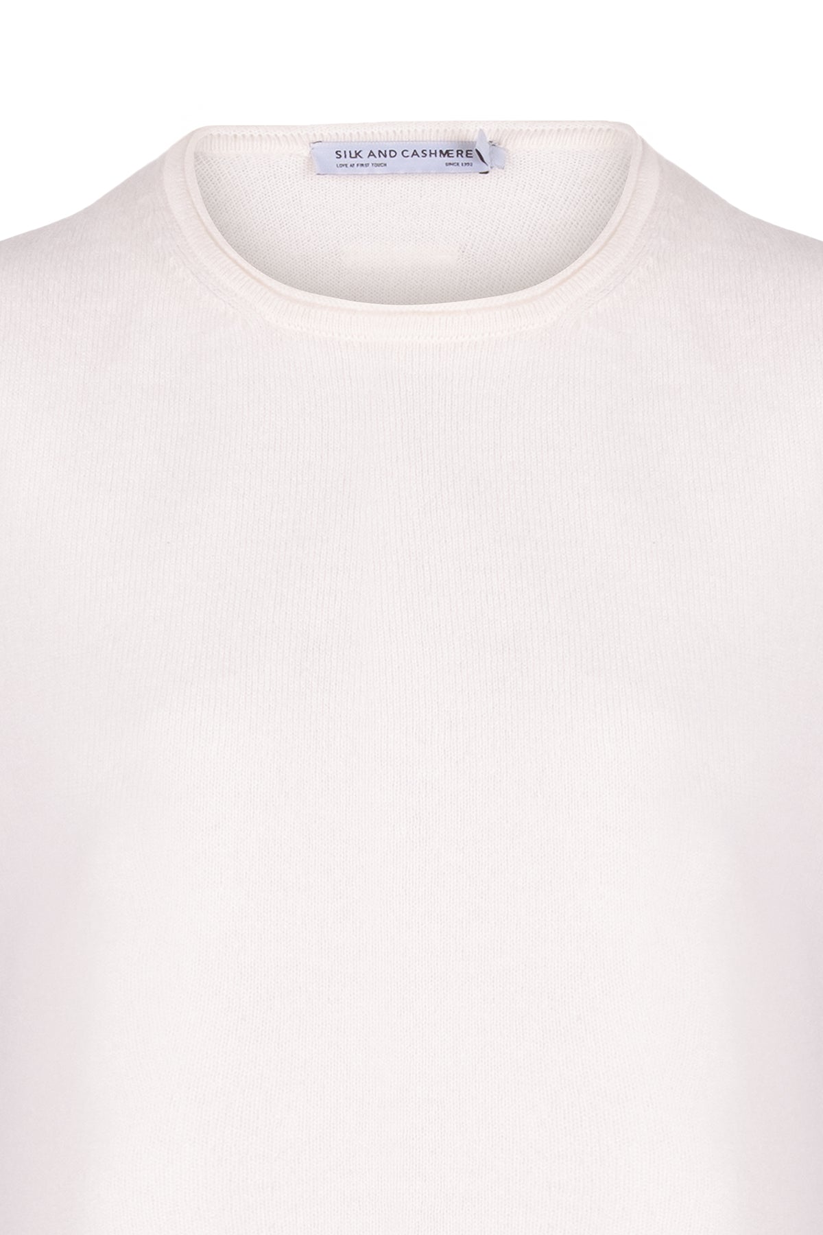 Ekru Lilly Saf Kaşmir Bisiklet Yaka Tişört