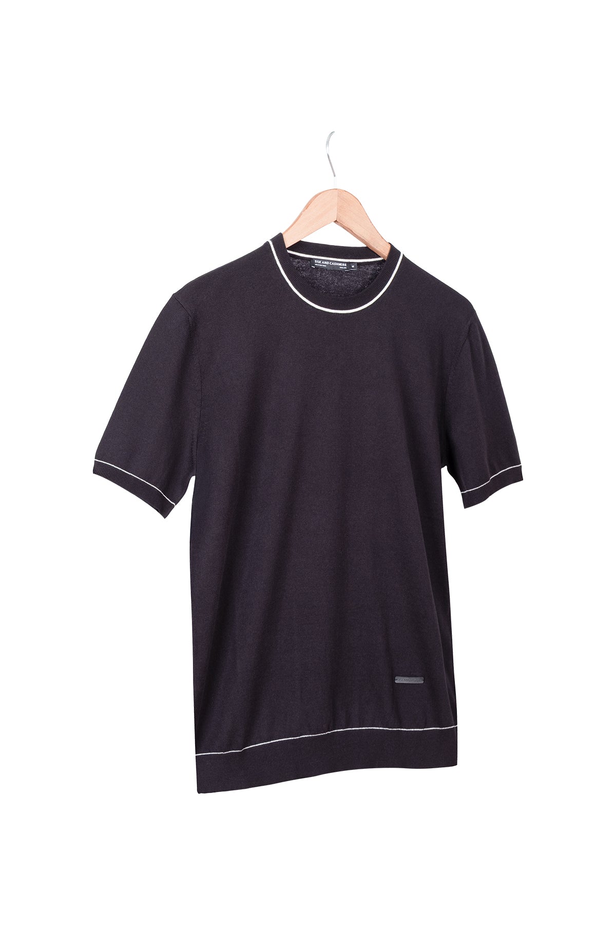 Siyah Kevin Bisiklet Yaka Kısa Kollu Triko