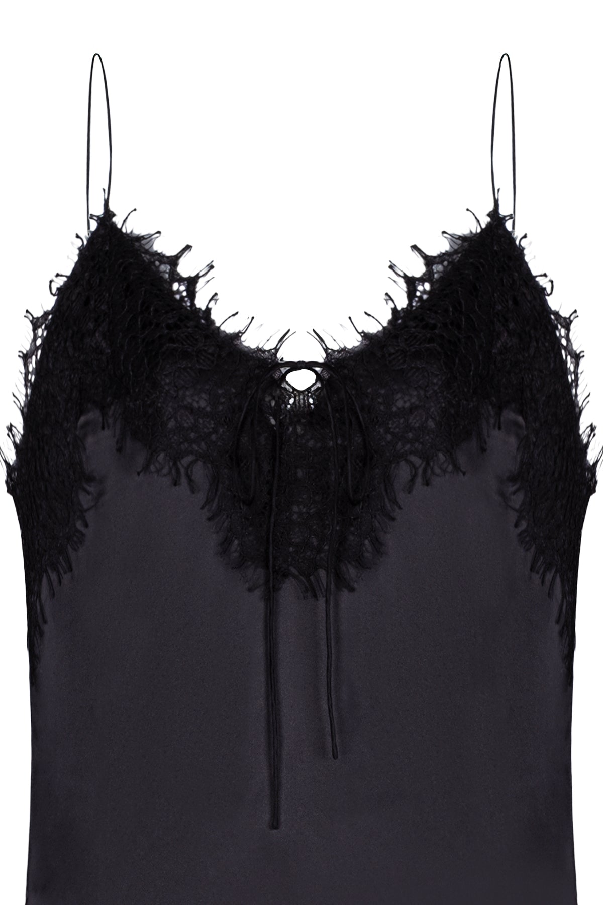 Siyah Paris Saf İpek Dantel Detaylı Elbise