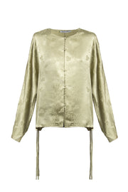 Açık Yeşil Nature İpek Yuvarlak Yaka Uzun Kollu Gömlek