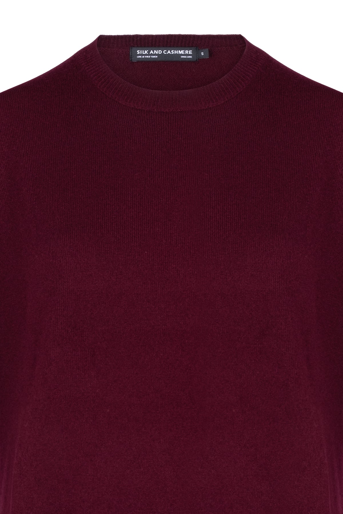 Bordo Maggie Saf Kaşmir Yuvarlak Yaka Kazak