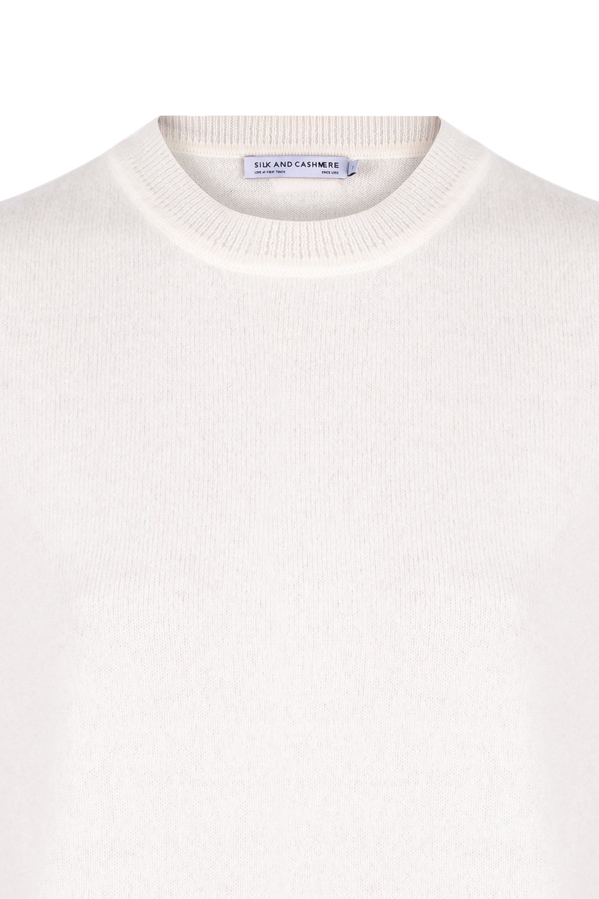 Beyaz Alexia Saf Kaşmir Yuvarlak Yaka Süveter