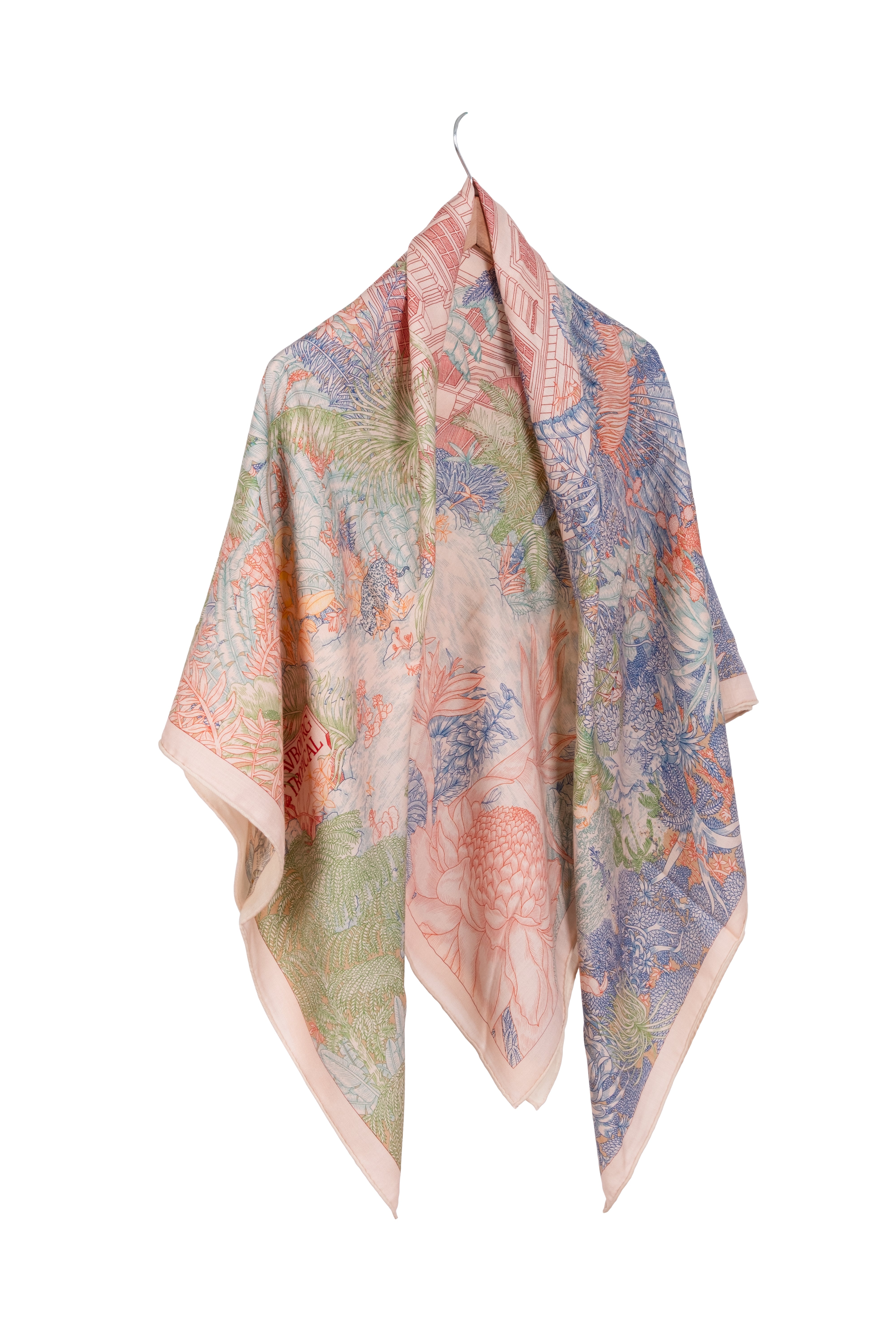 Pembe Linda Kaşmir Desenli Kare Eşarp 140x140  cm