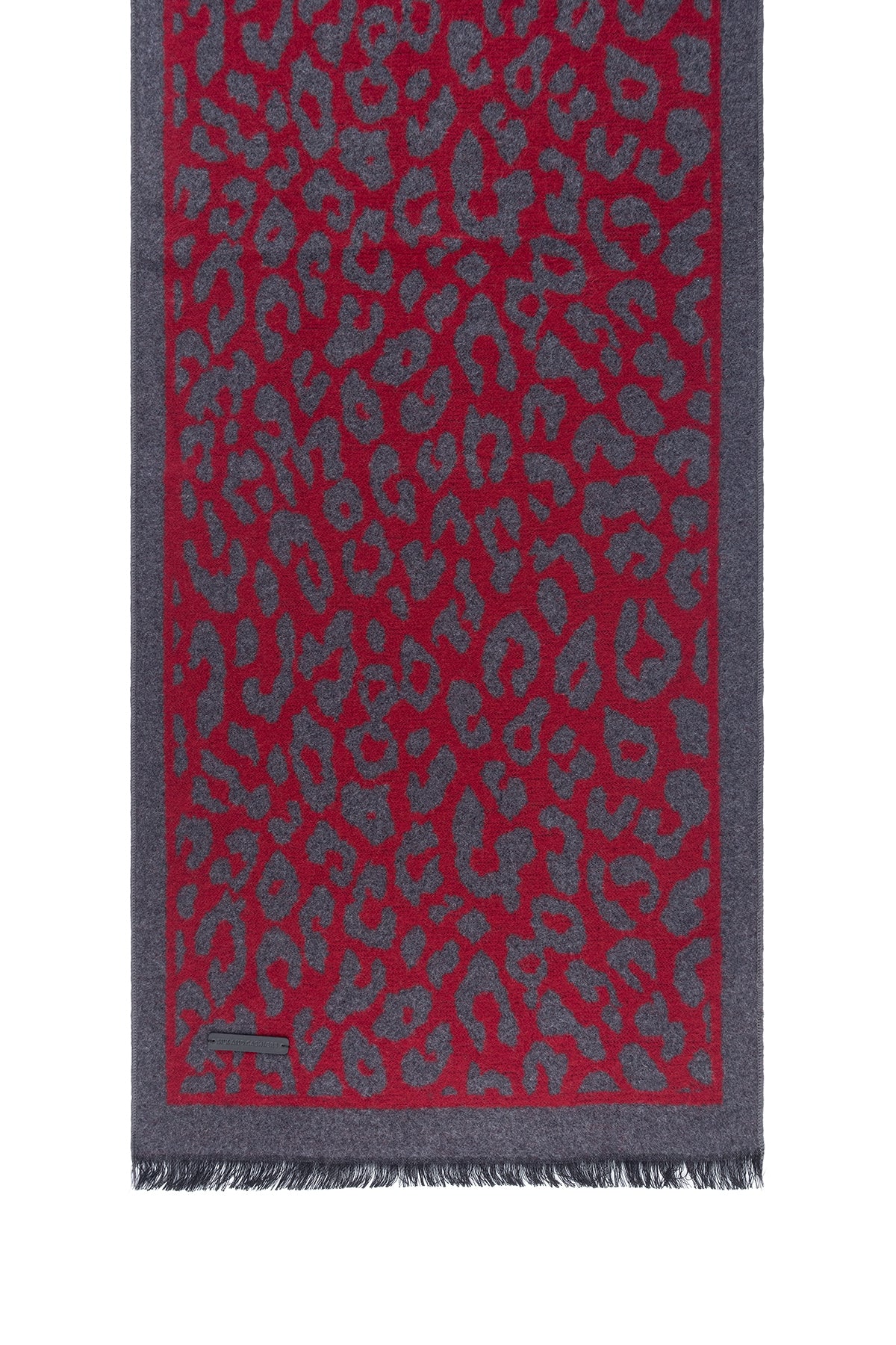 Gri Bordo Lotus Saf İpek Desenli Atkı 30*177+2cm