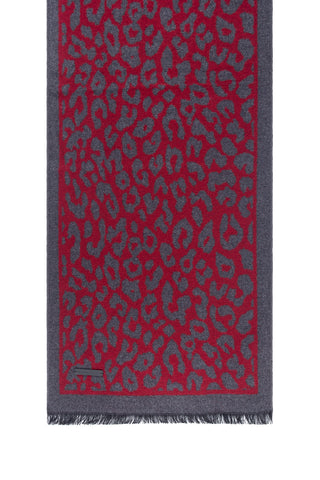 Gri Bordo Lotus Saf İpek Desenli Atkı 30x177 cm