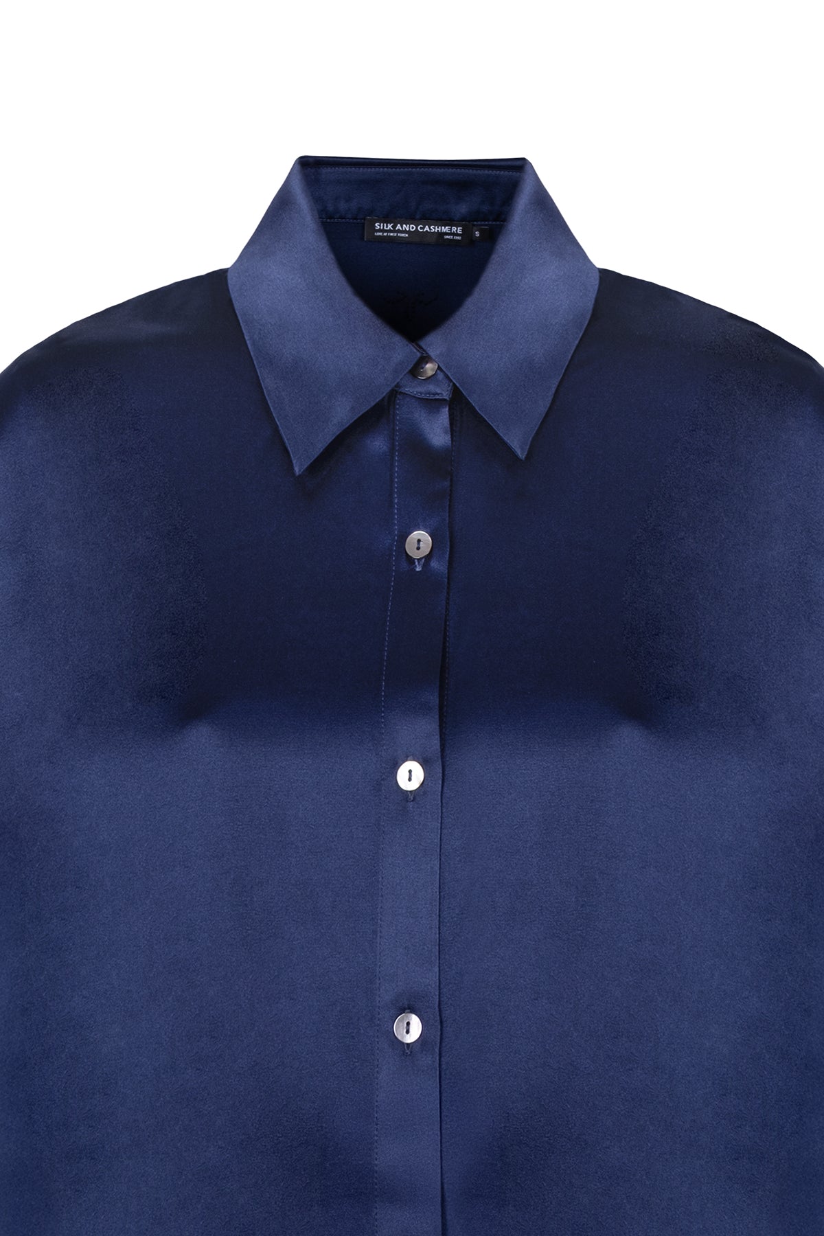 Lacivert Toscana İpek Kısa Kollu Gömlek