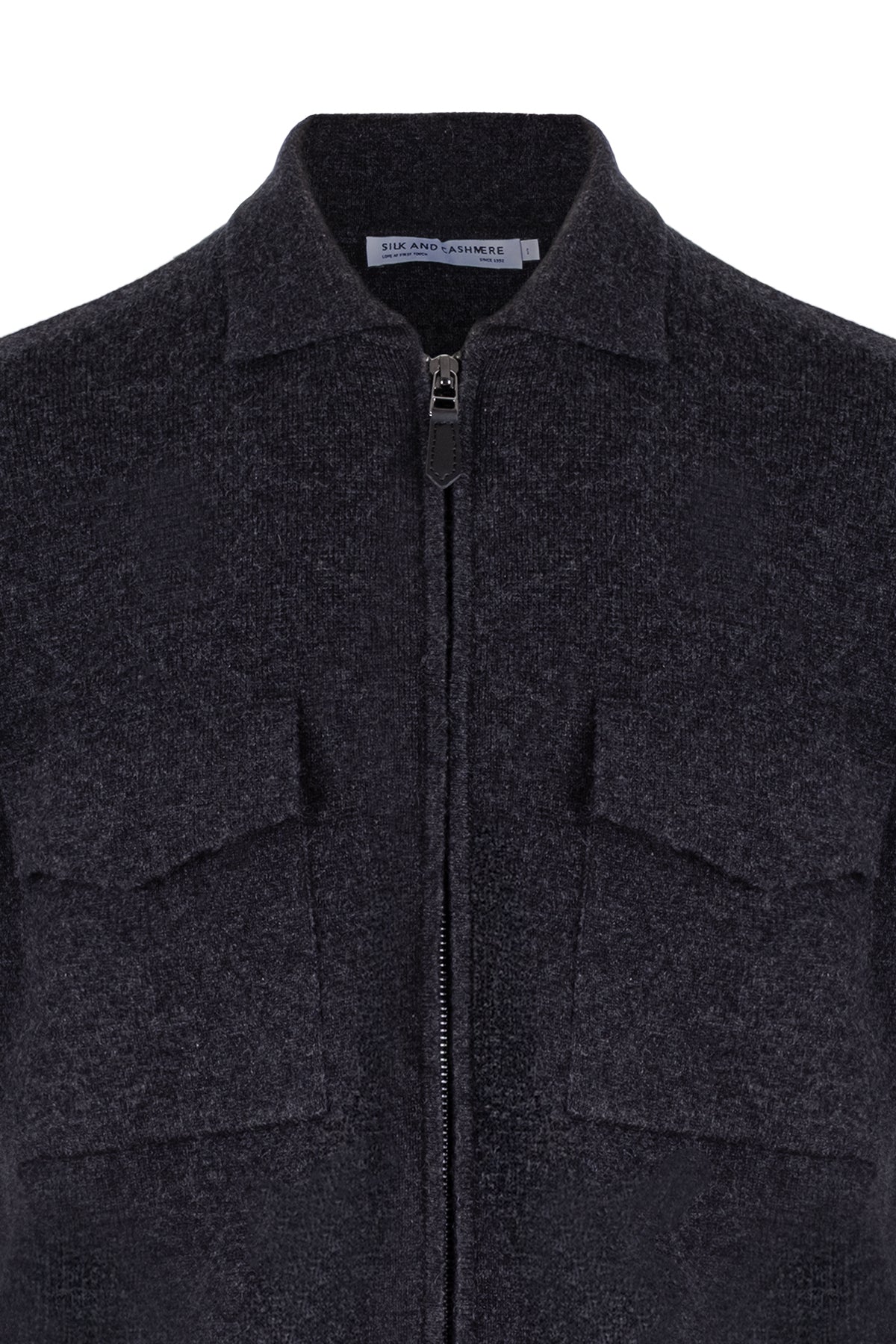 Gri Saf Kaşmir Çelik Örgü Erkek Ceket