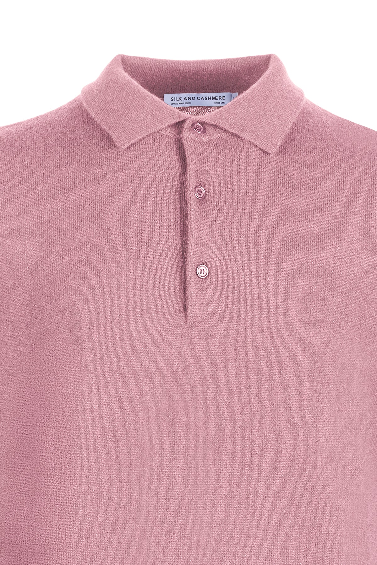 Pastel Pembe Saf Kaşmir Polo Kazak