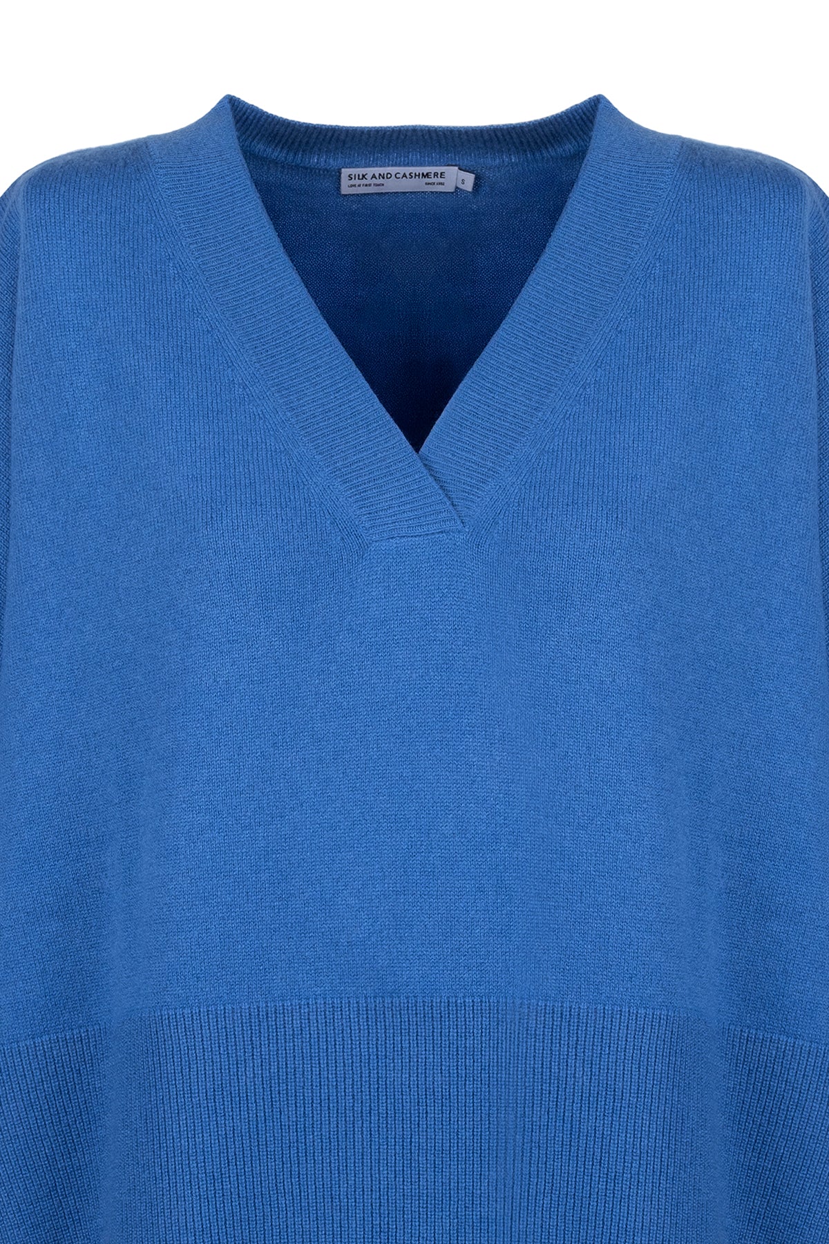 Mavi Isabella Saf Kaşmir Derin V Yaka Kazak