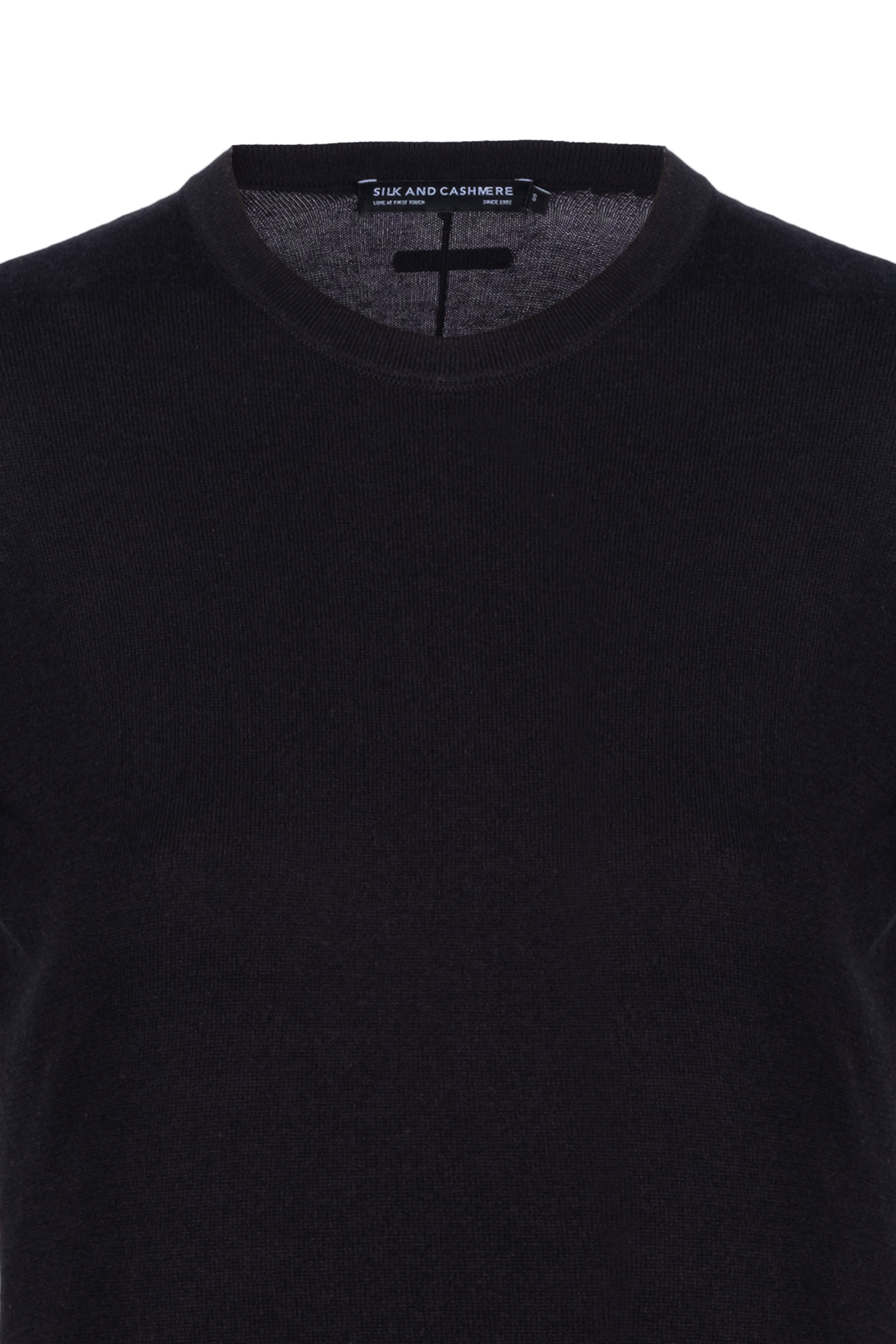 Siyah Zoe İpek Kaşmir Yuvarlak Yaka Kısa Kol Triko