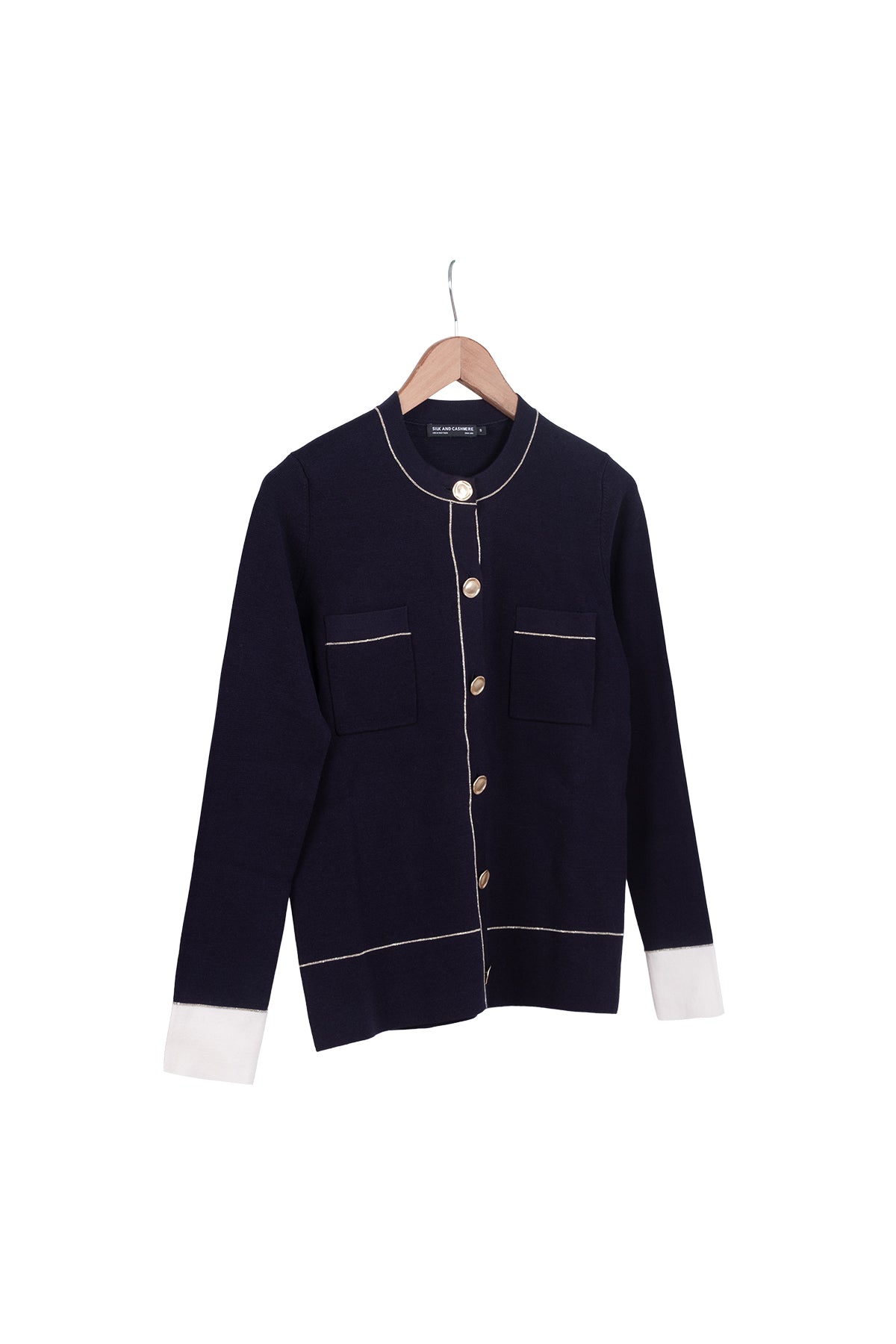 Lacivert Grace İpekli Zincirli Hırka