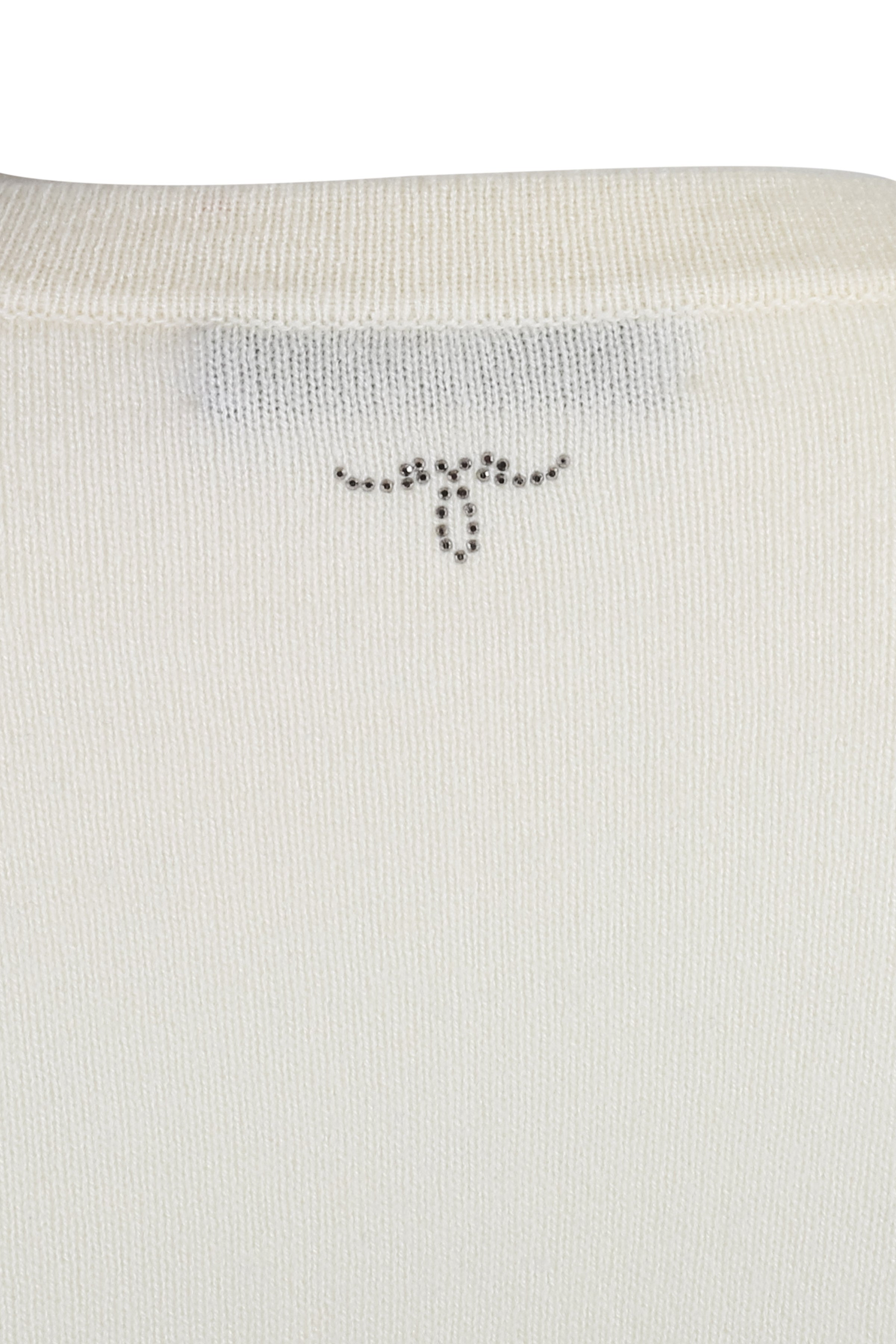 Ekru Kaşmir Yün Merril Yuvarlak Yaka Taş Süs Detaylı Hırka