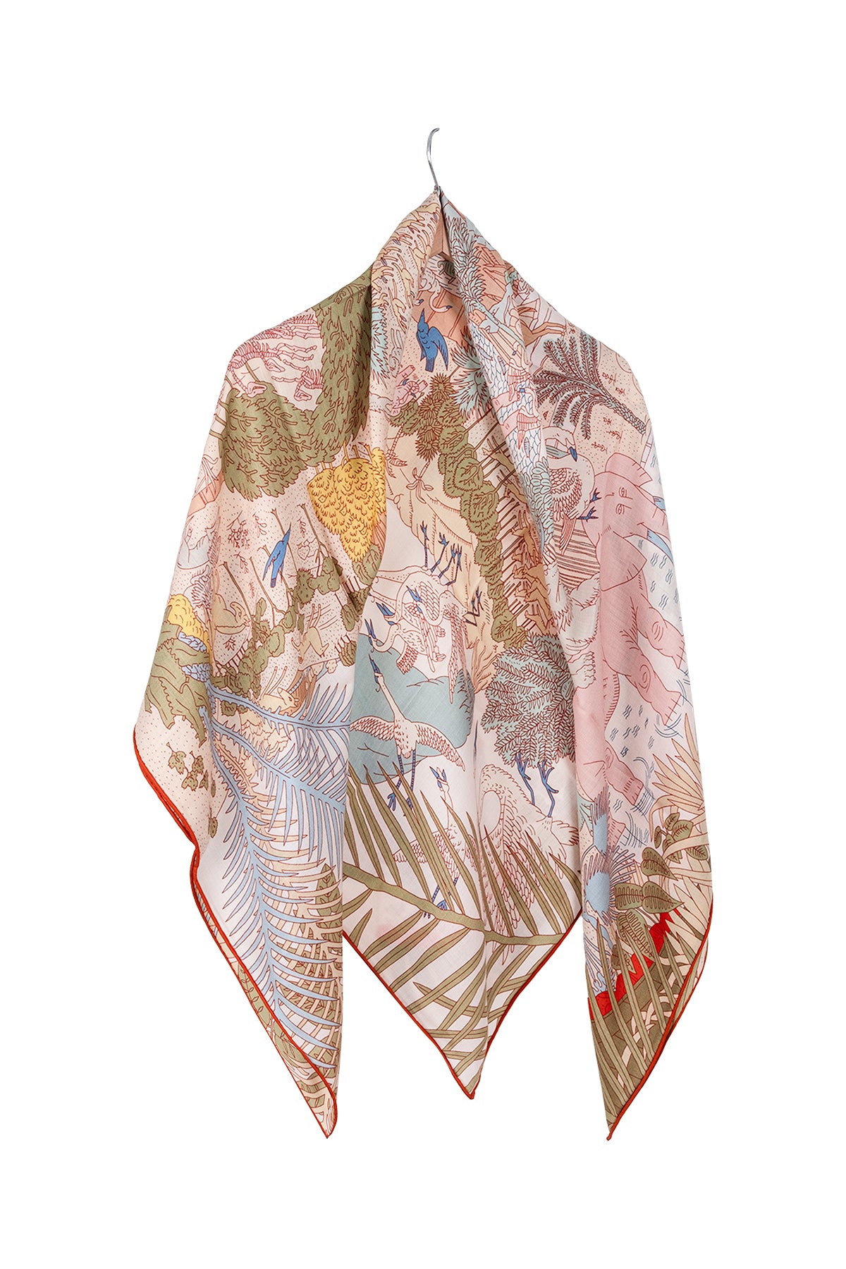 Kırmızı Linda Kaşmir Desenli Kare Eşarp 140x140  cm