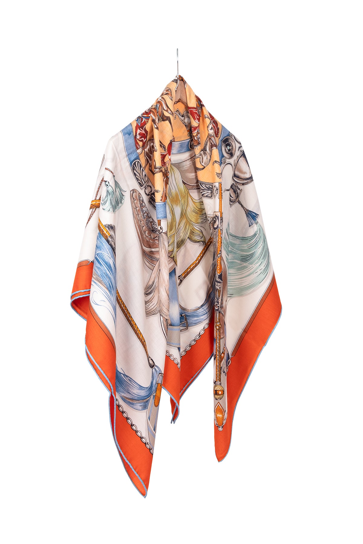 Kiremit Linda Saf Kaşmir Baskılı Eşarp 140x140 cm