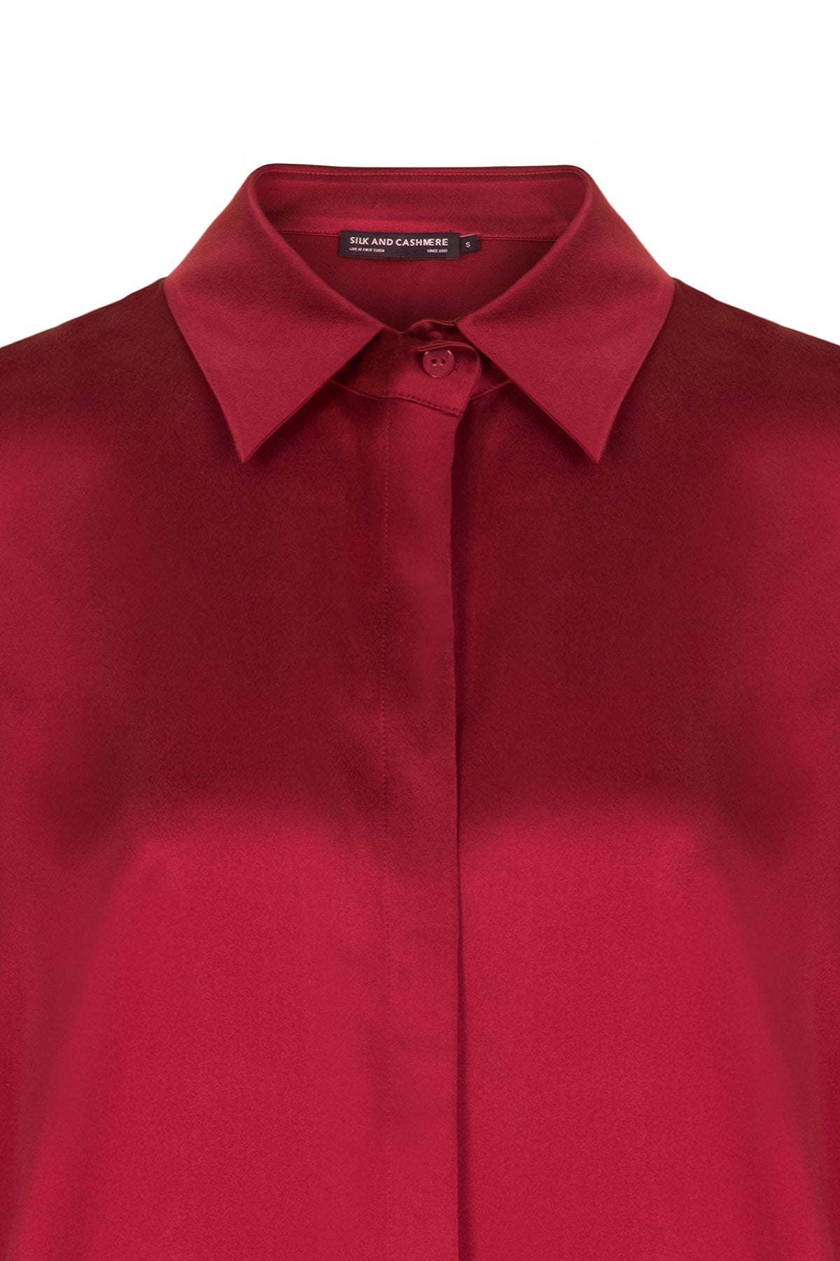 Kırmızı Saf İpek Audrey Uzun Kollu Gömlek