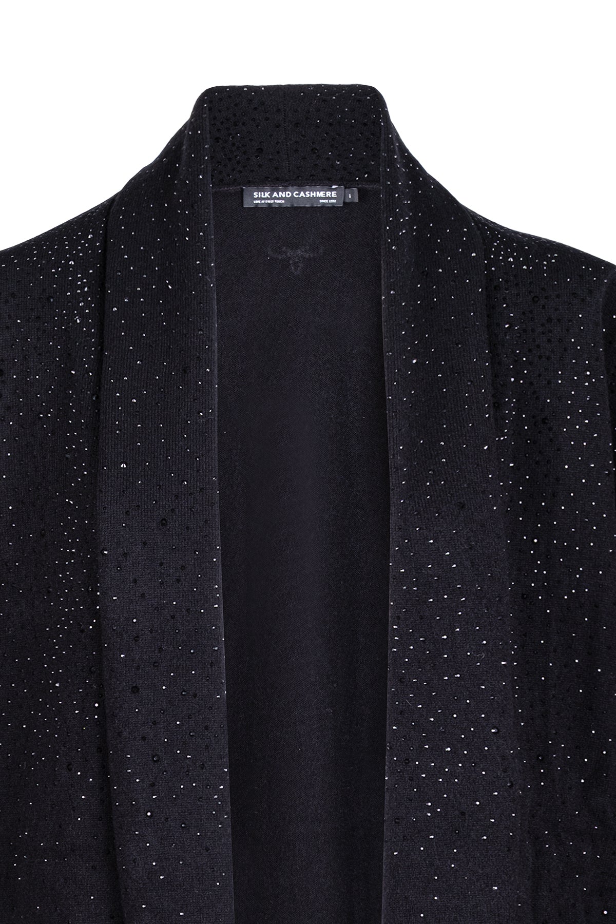 Siyah Merill Taşlı Şal Yaka Hırka