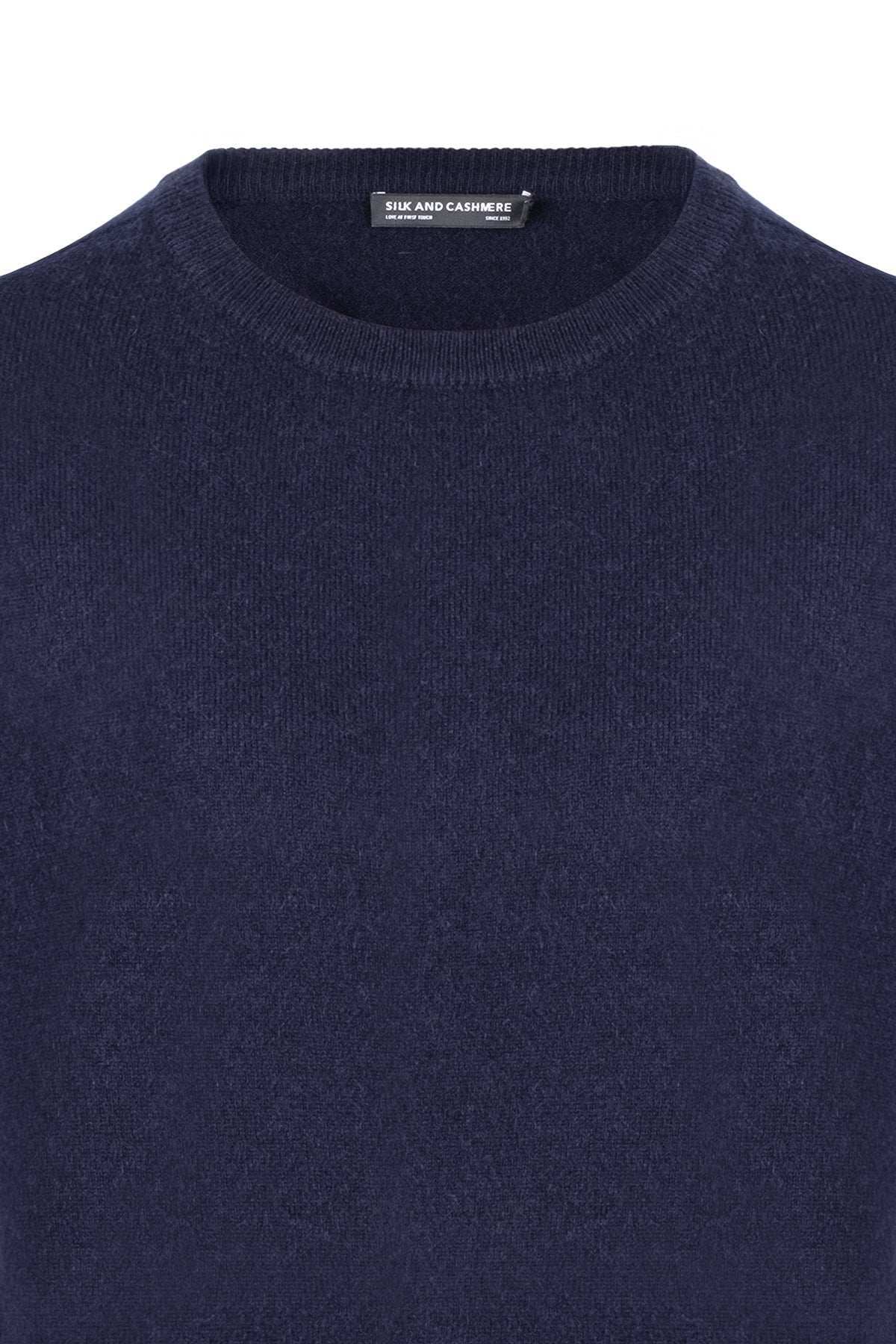Lacivert Alexia Saf Kaşmir Yuvarlak Yaka Kazak