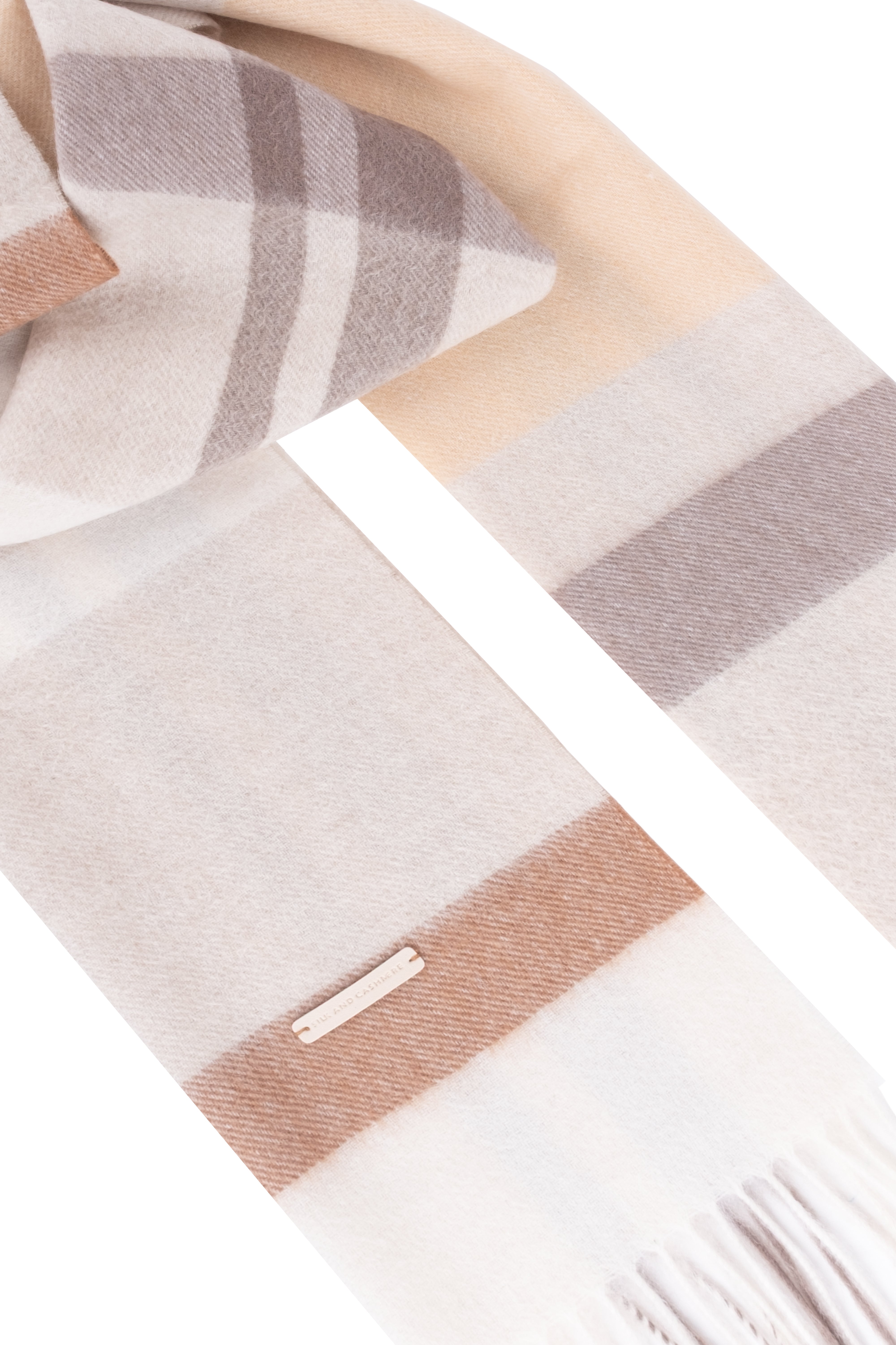 Bej Patrick Saf Kaşmir Kareli Atkı 30x164 cm